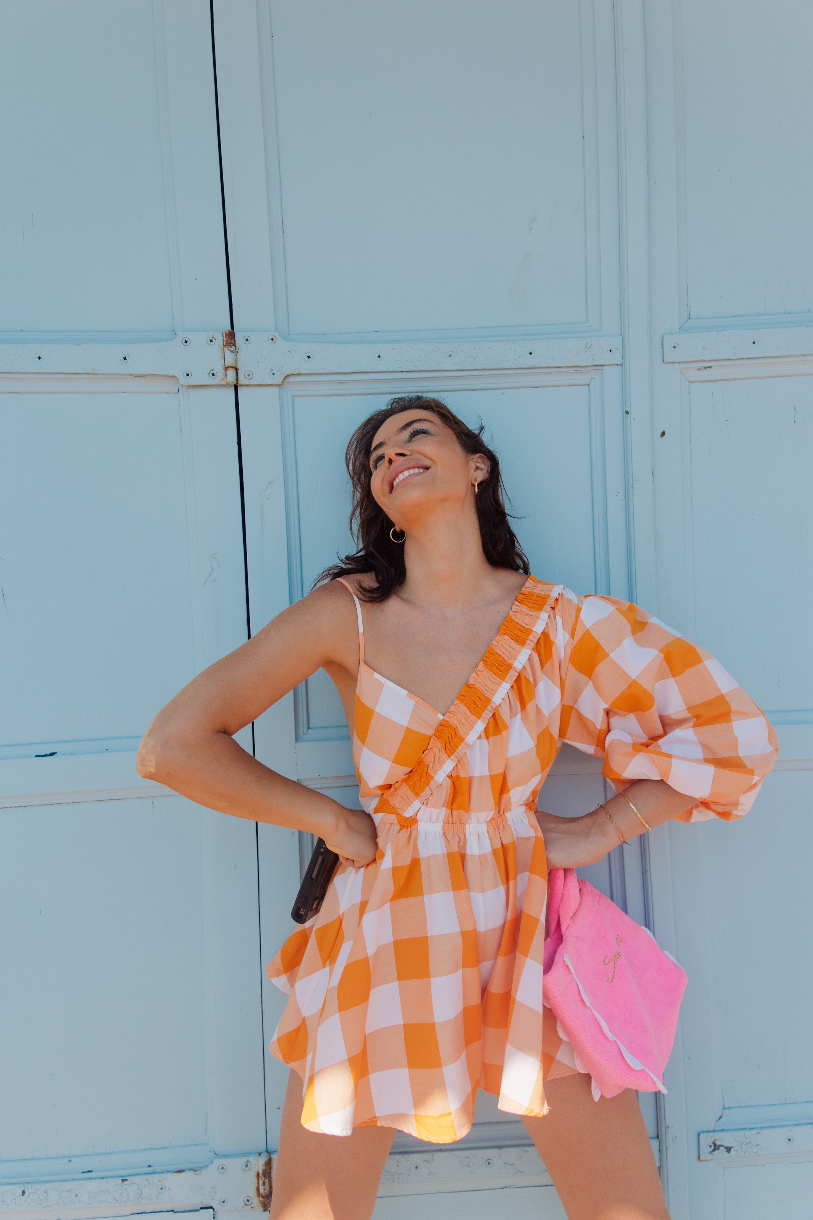 ARIETTI JUMPSUIT GINGHAM ORANGE