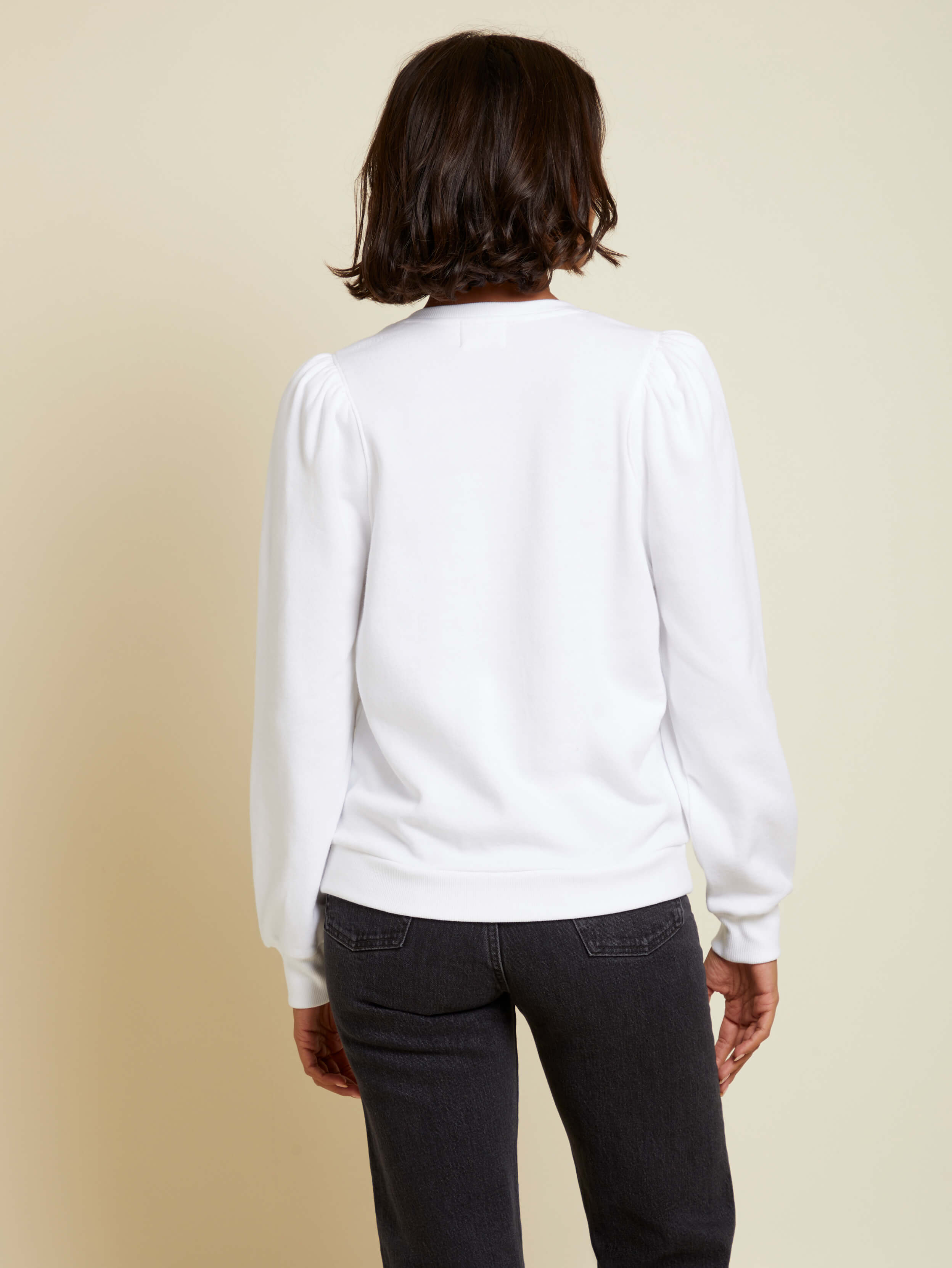 NATION LTD Asher Split Neck Puff Sleeve Sweatshirt