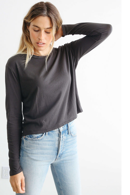 T93-AXEL | Cotton Long Sleeve Boxy Crew Tee