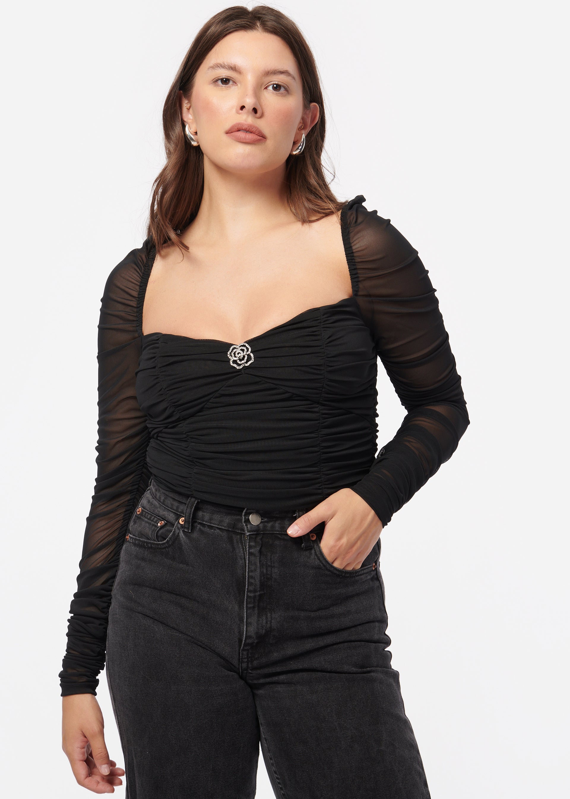 Bettina Crystal Bodysuit Black