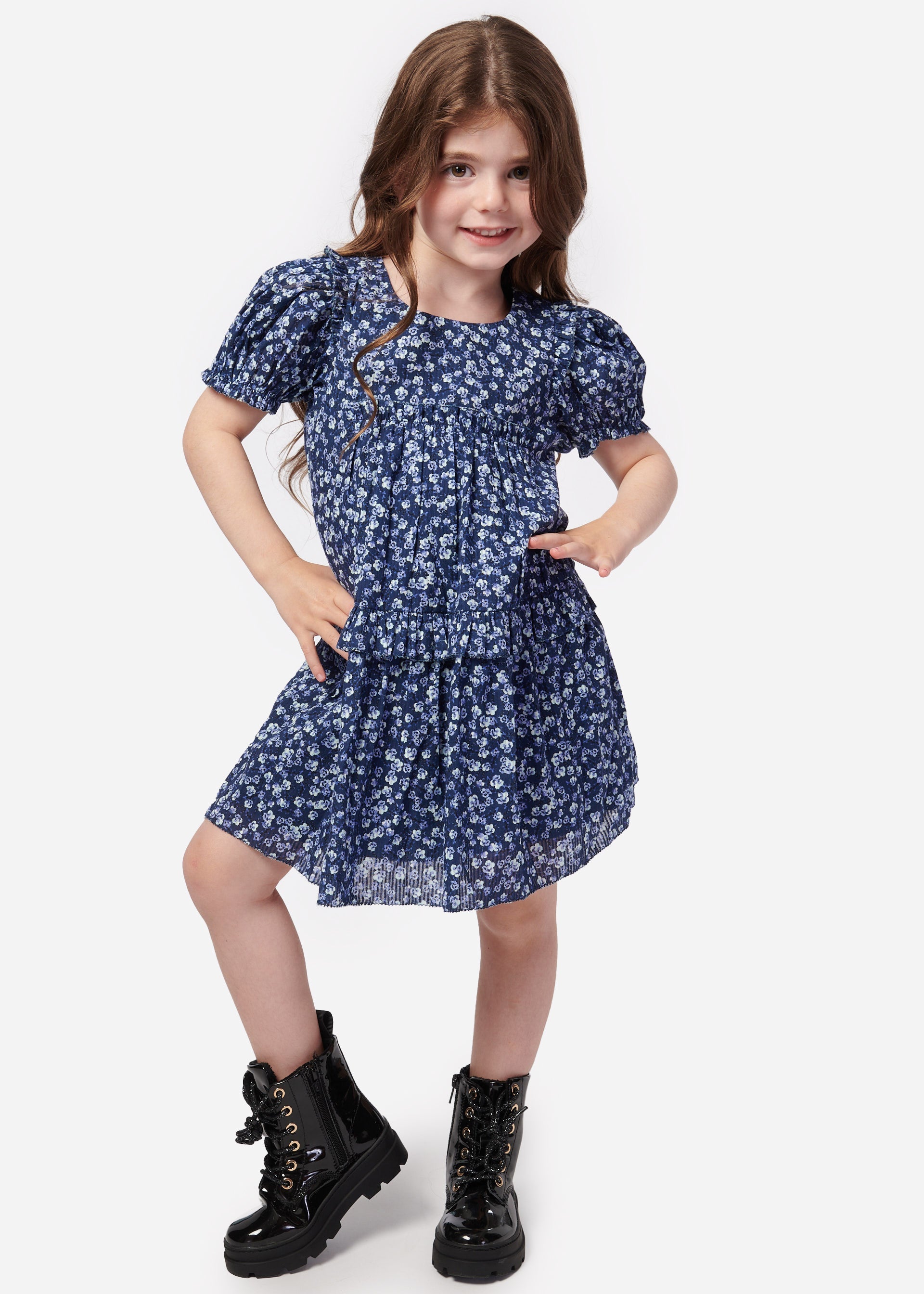 Luvia Kid Dress Blue Pansy