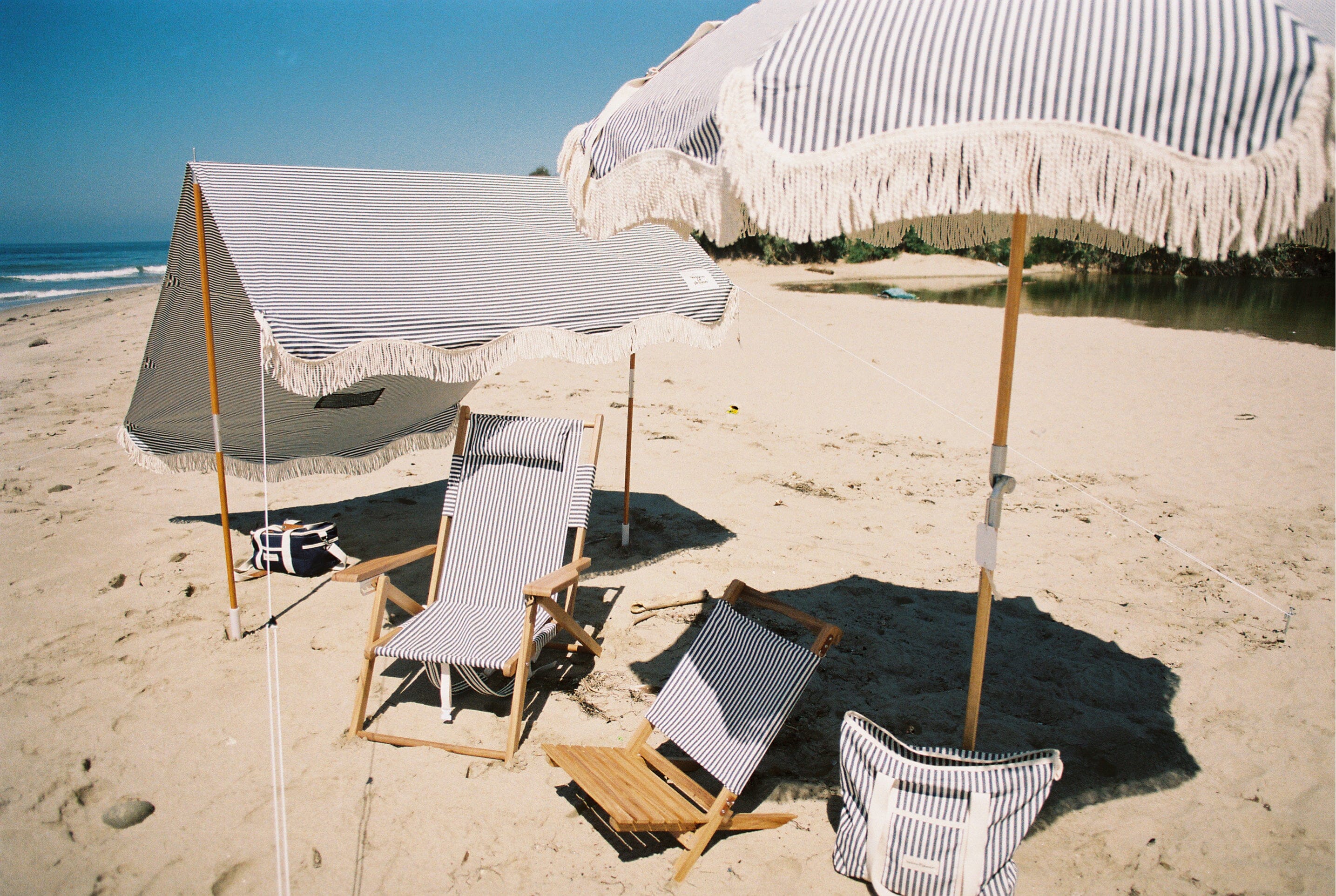 The Premium Beach Tent - Lauren's Navy Stripe Premium Beach Tent Business & Pleasure Co 