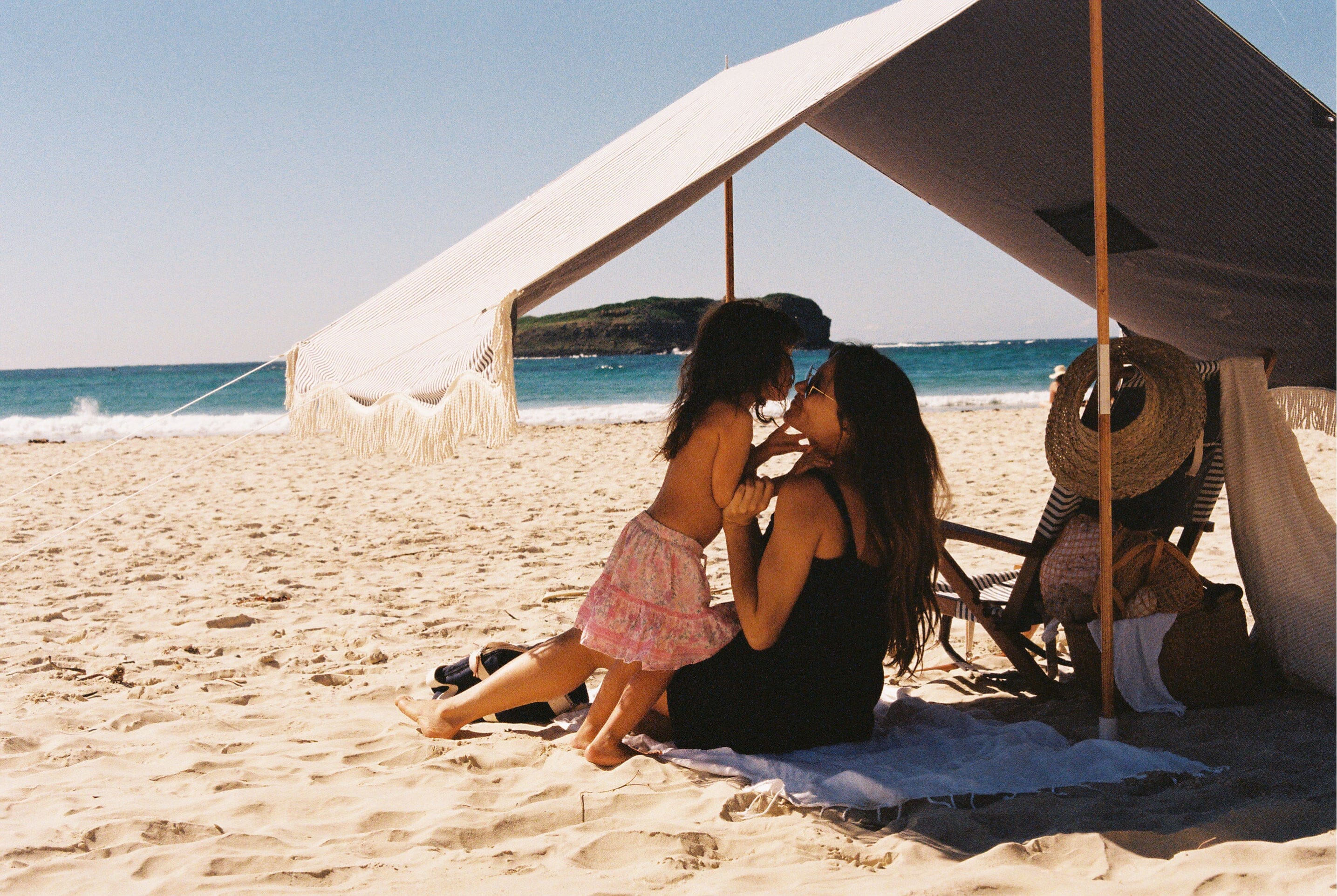 The Premium Beach Tent - Lauren's Navy Stripe Premium Beach Tent Business & Pleasure Co 