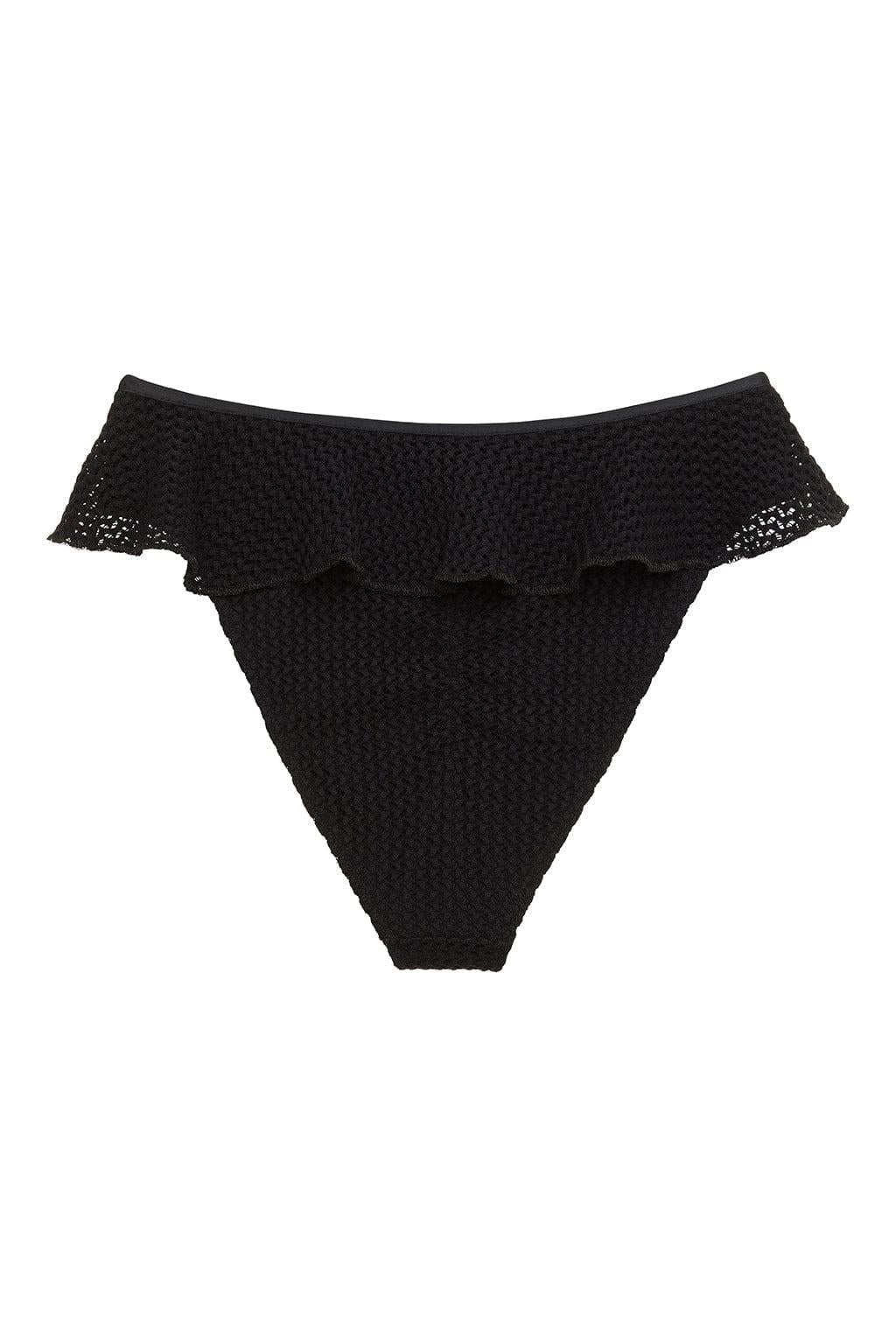 Black Crochet Tamarindo Ruffle Bikini Bottom