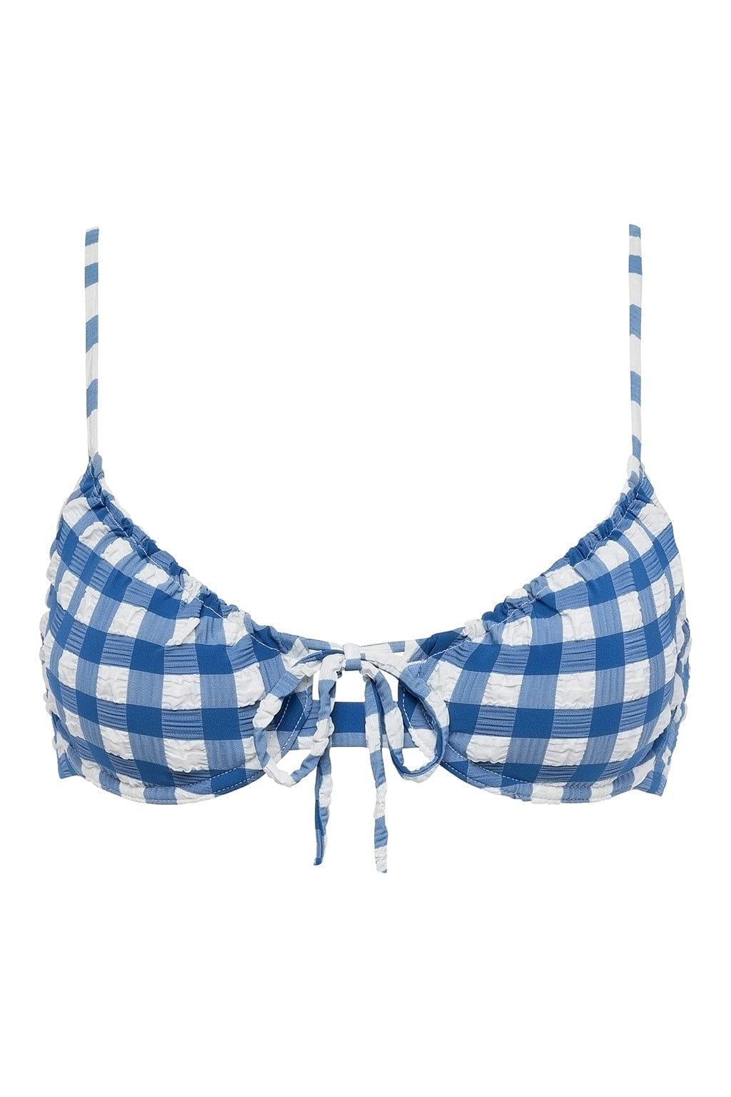 Blue Gingham Lucy Bikini Top