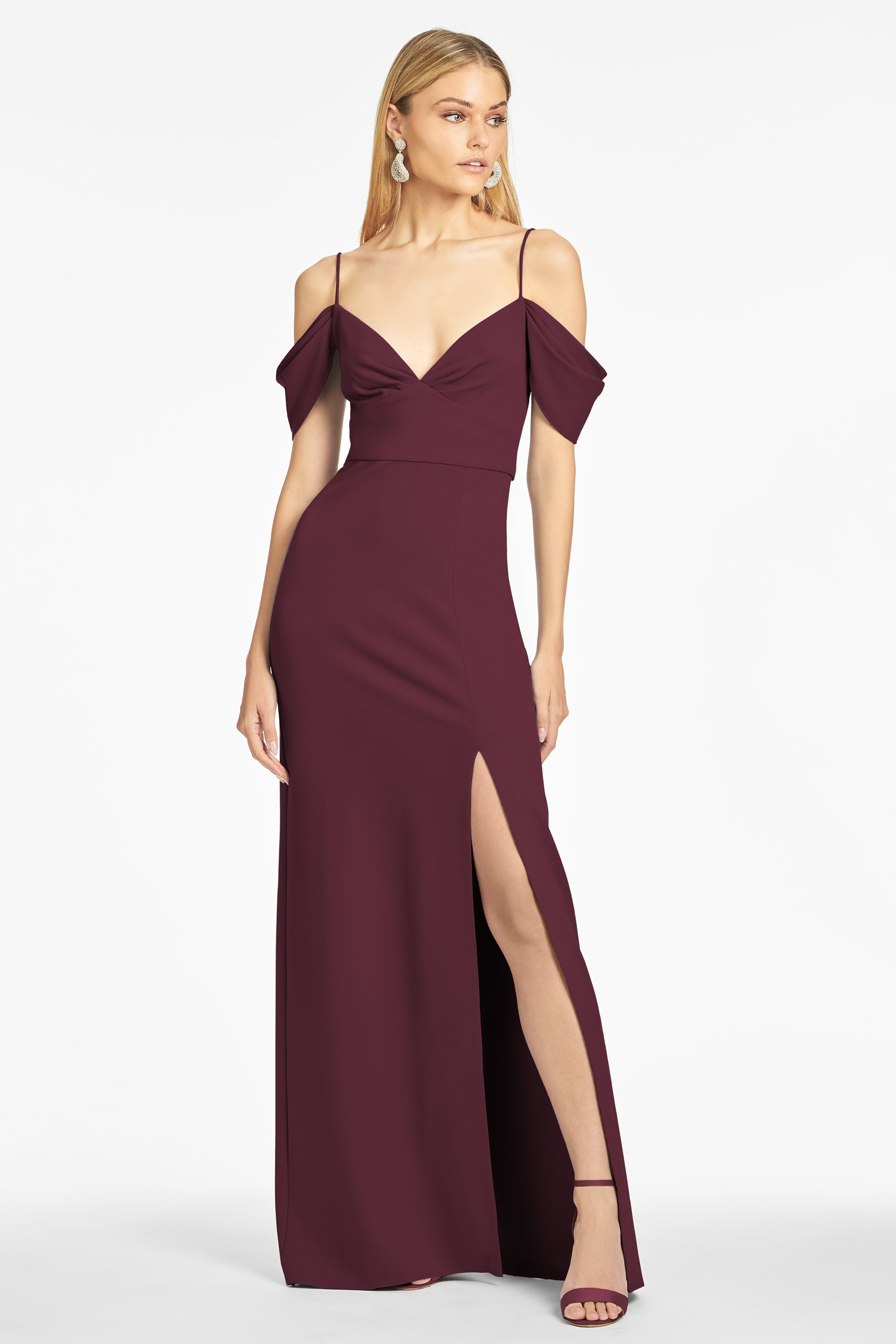 Brittany 4-Way Stretch Crepe Gown - Deep Wine - Final Sale