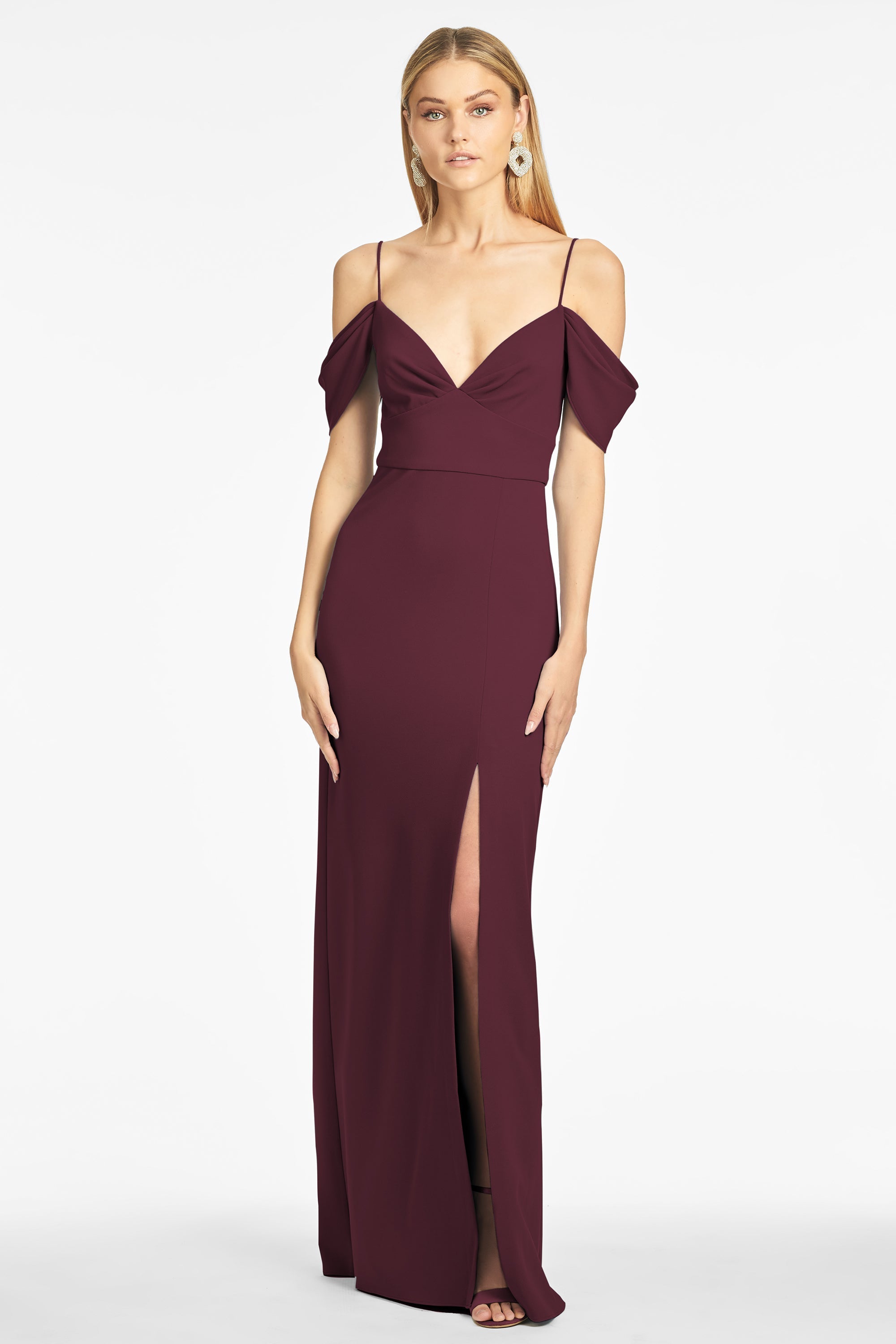 Brittany 4-Way Stretch Crepe Gown - Deep Wine - Final Sale