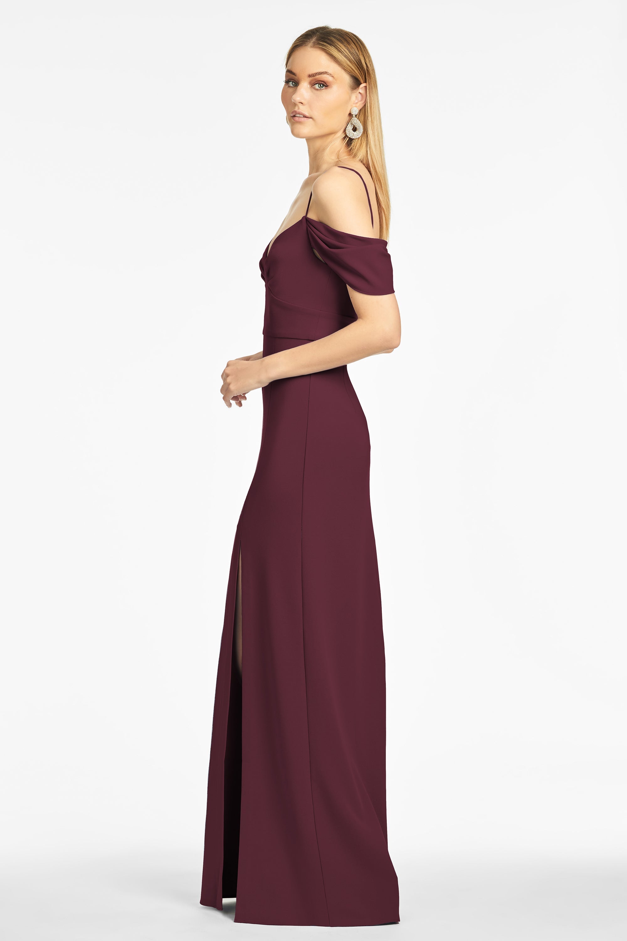 Brittany 4-Way Stretch Crepe Gown - Deep Wine - Final Sale