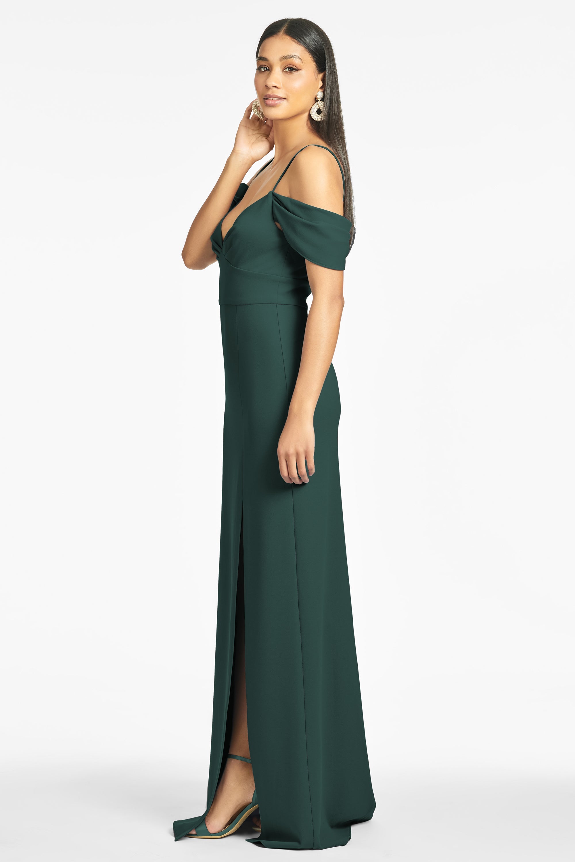 Brittany 4-Way Stretch Crepe Gown - Emerald - Final Sale