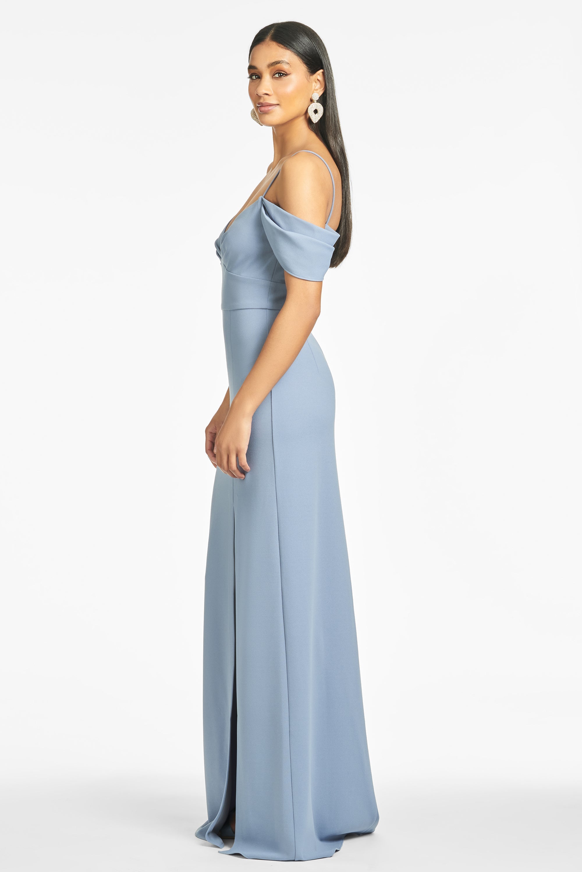 Brittany 4-Way Stretch Crepe Gown - Slate Blue - Final Sale