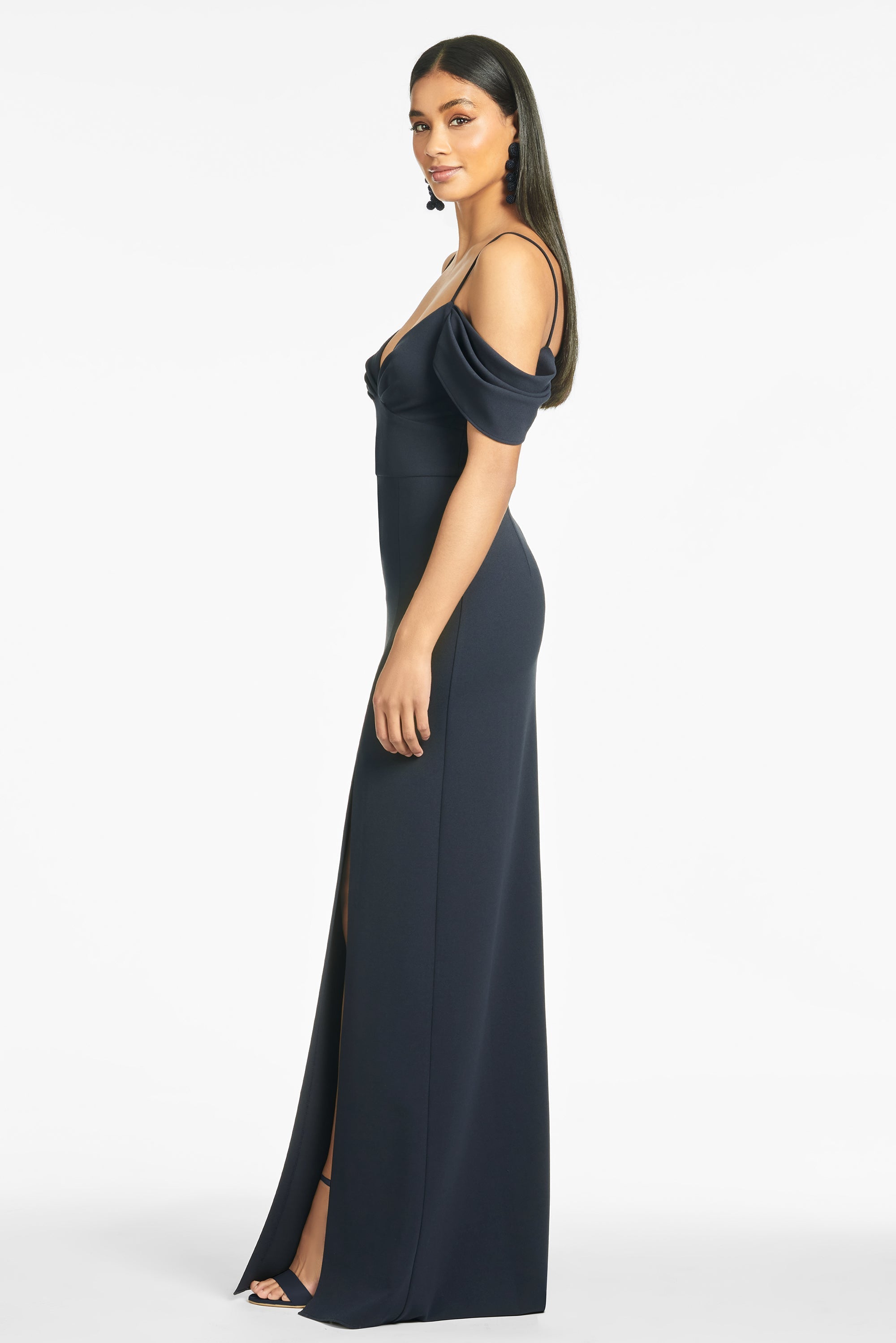 Brittany 4-Way Stretch Crepe Gown  - Navy - Final Sale