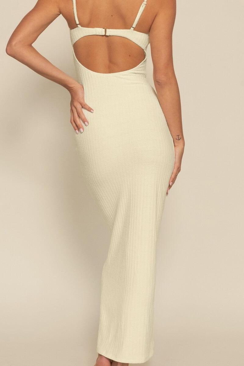 Buttercream Rib Petal Long Slip Dress