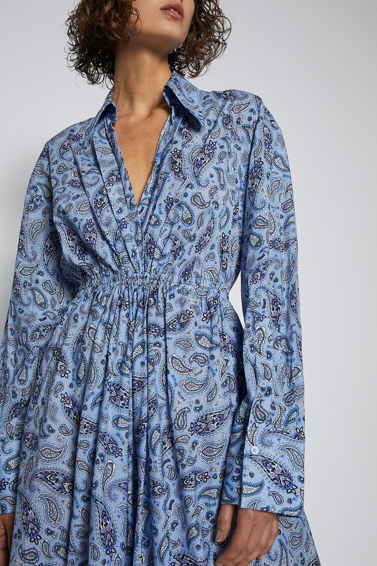 Paisley Print Gather Dress Blue | Dresses | Scanlan Theodore