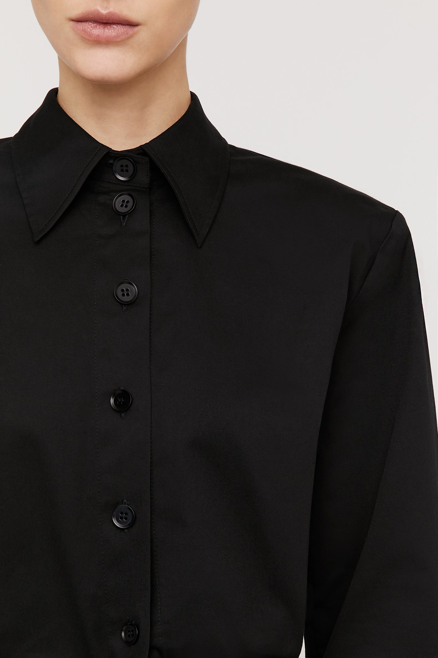 Sateen Shirt Dress Black BLACK - Scanlan Theodore US