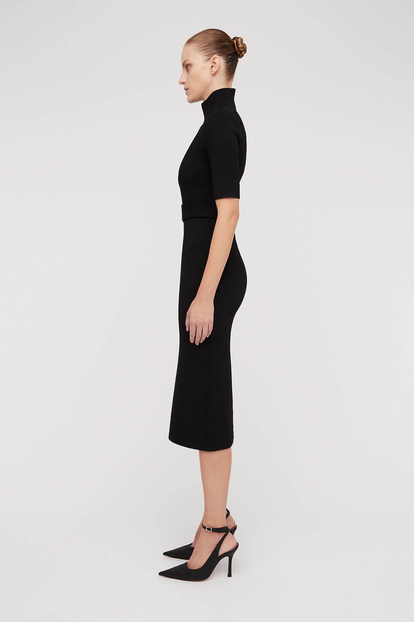 Crepe Knit S/slv Polo Dress Black BLACK - Scanlan Theodore US