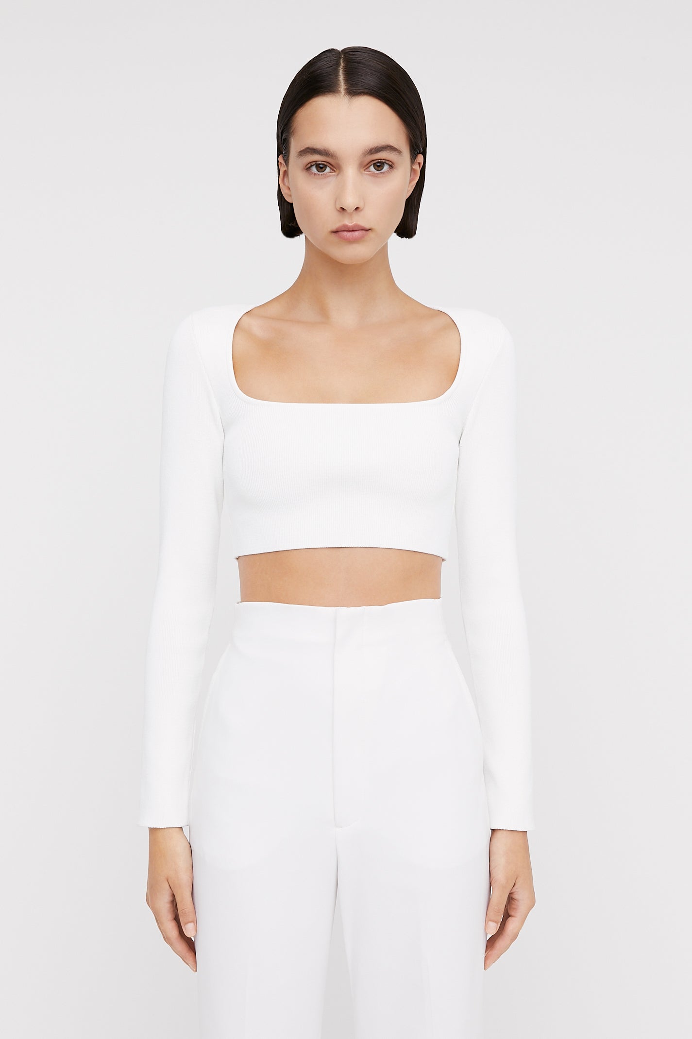 Crepe Knit Square Top WHITE - Scanlan Theodore US