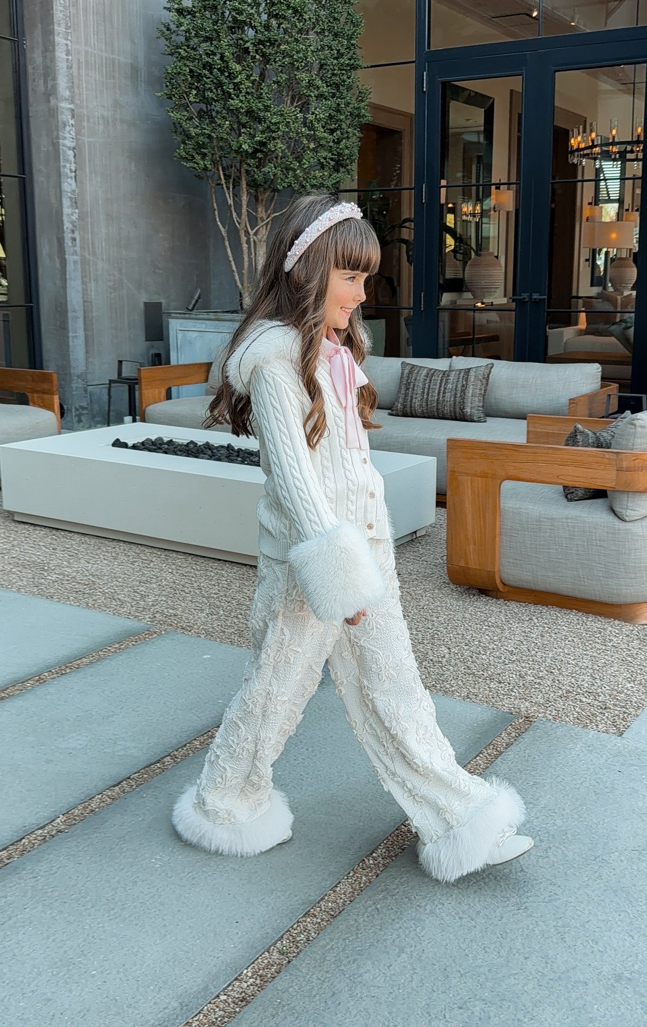 Ava Ivory Flower Wide Leg Pants - Petite Maison Kids