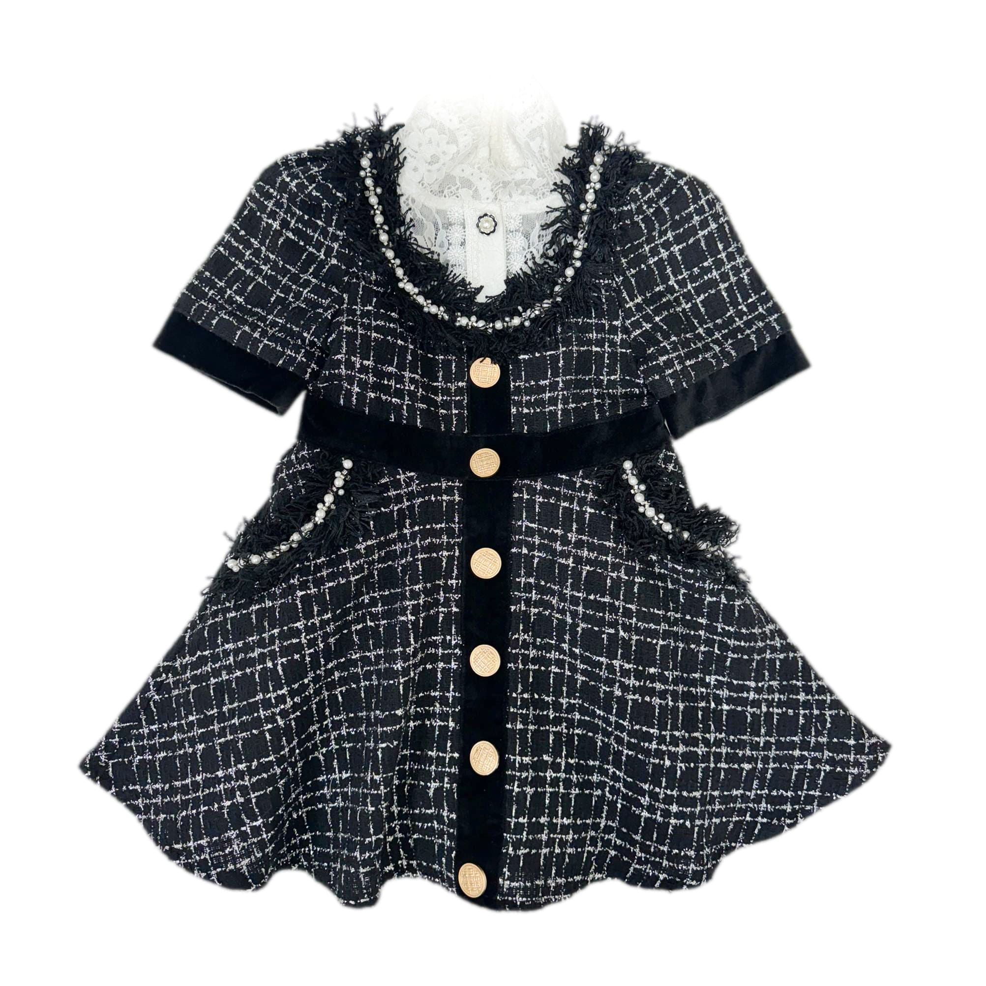 Orea Black and Silver Tweed Dress - Petite Maison Kids