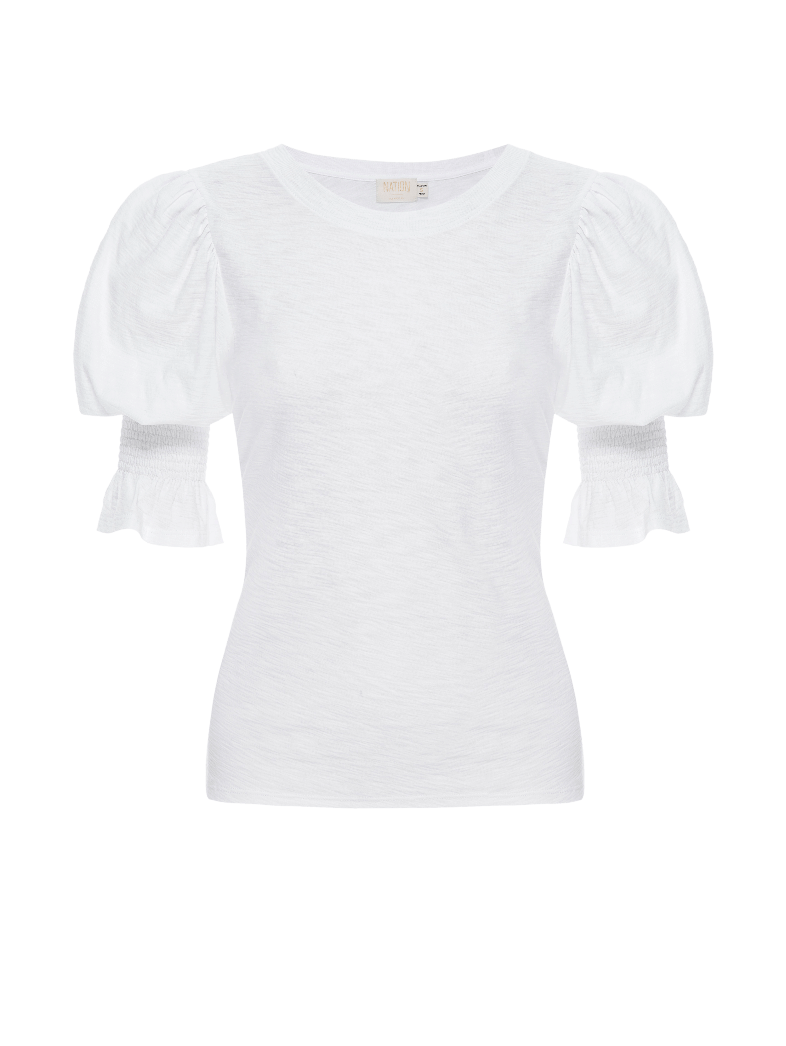 NATION LTD Cadence Smocked Puffed Flutter Sleeve Tee