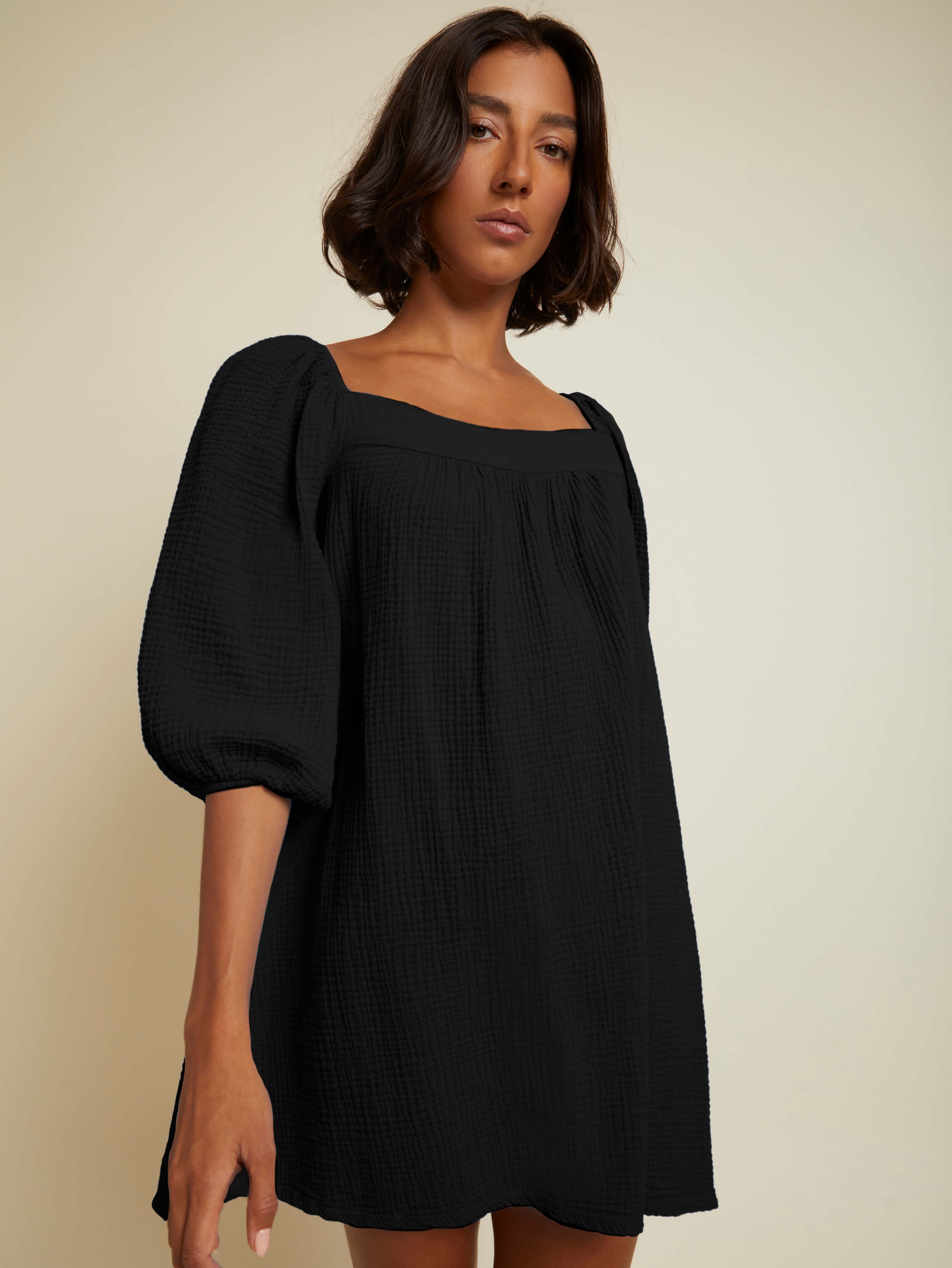 NATION LTD Carter Square Neck Puff Sleeve Mini Dress