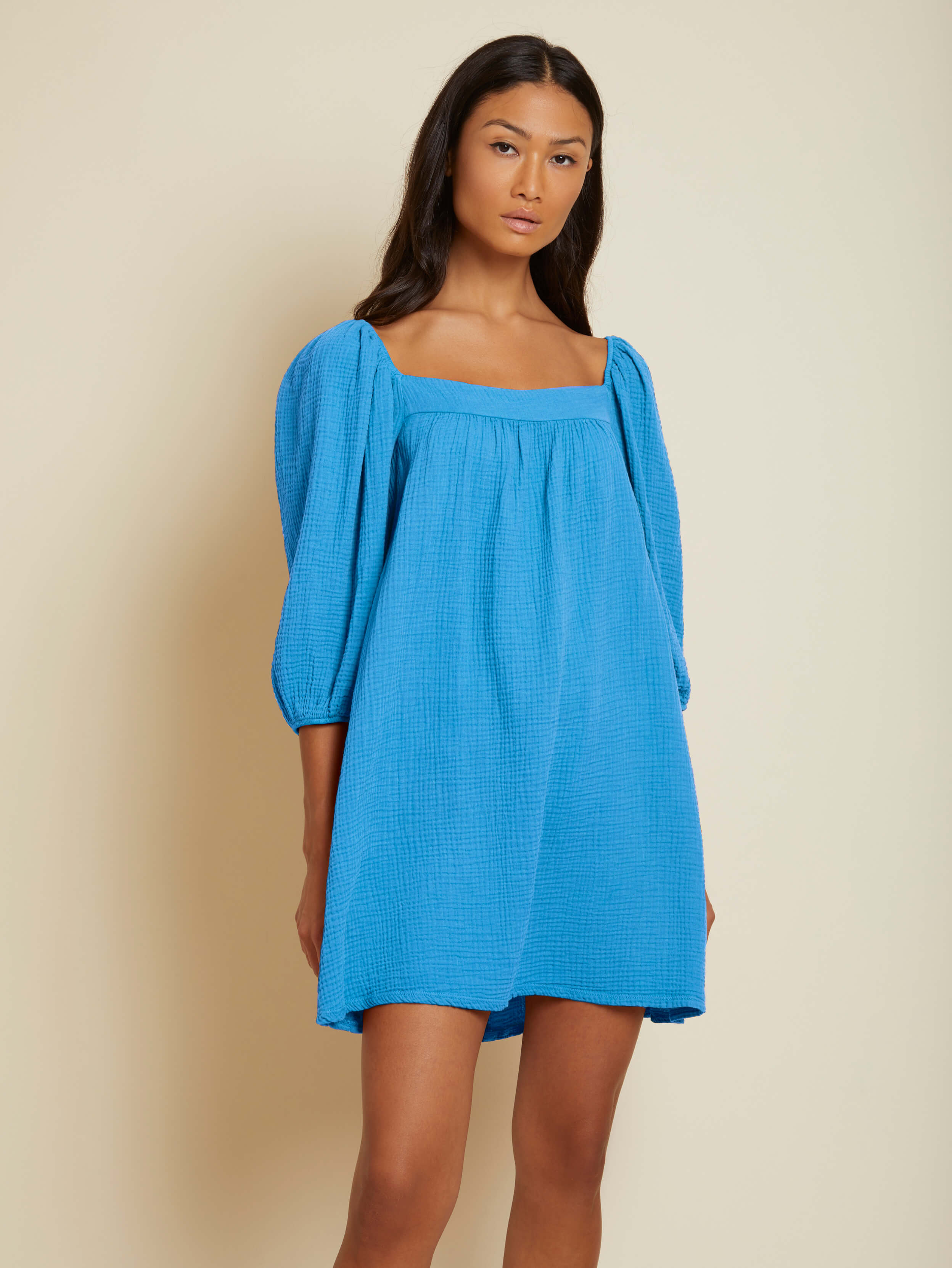 NATION LTD Carter Square Neck Puff Sleeve Mini Dress