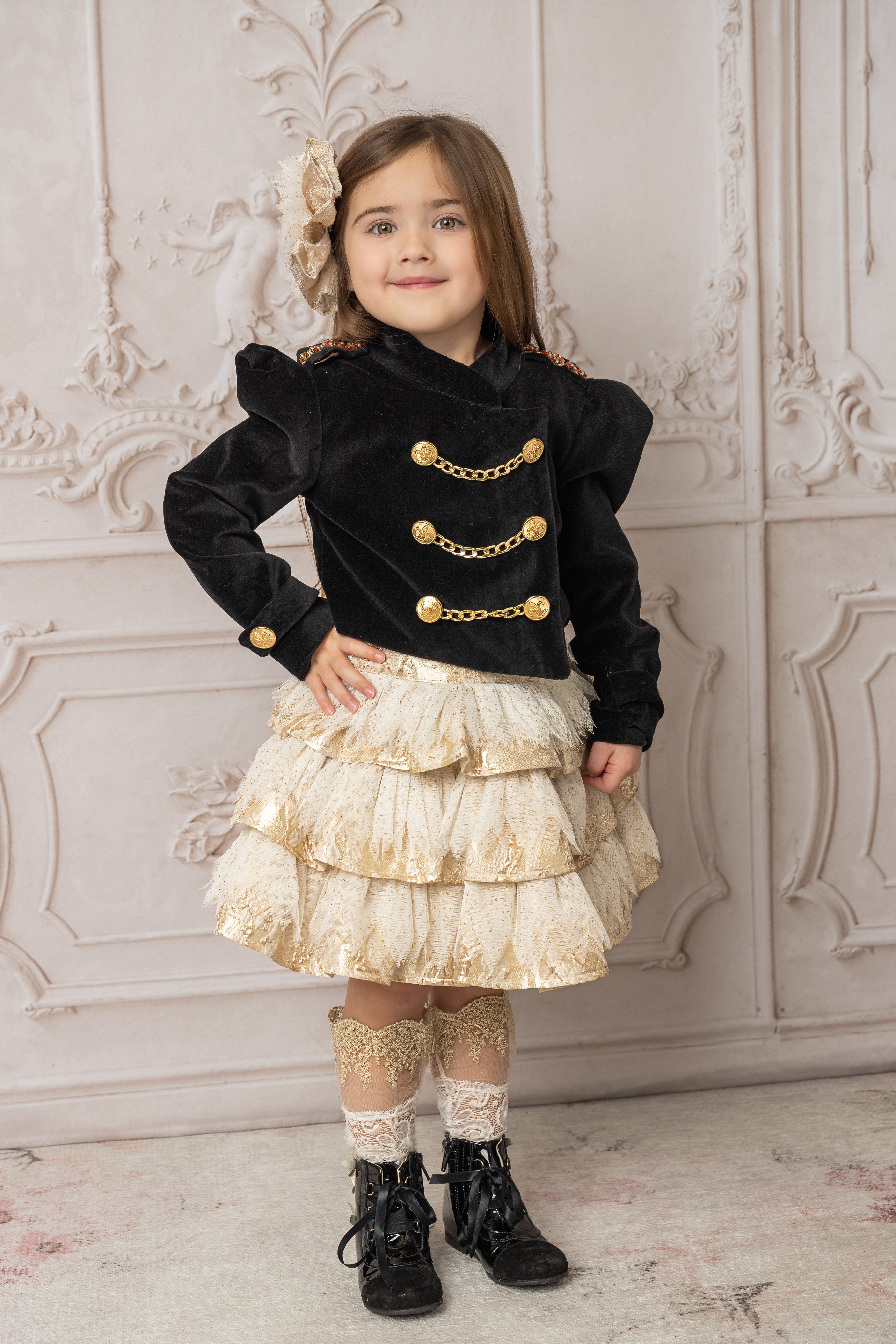Charlie Gold Jacquard Glitter Skirt - Petite Maison Kids