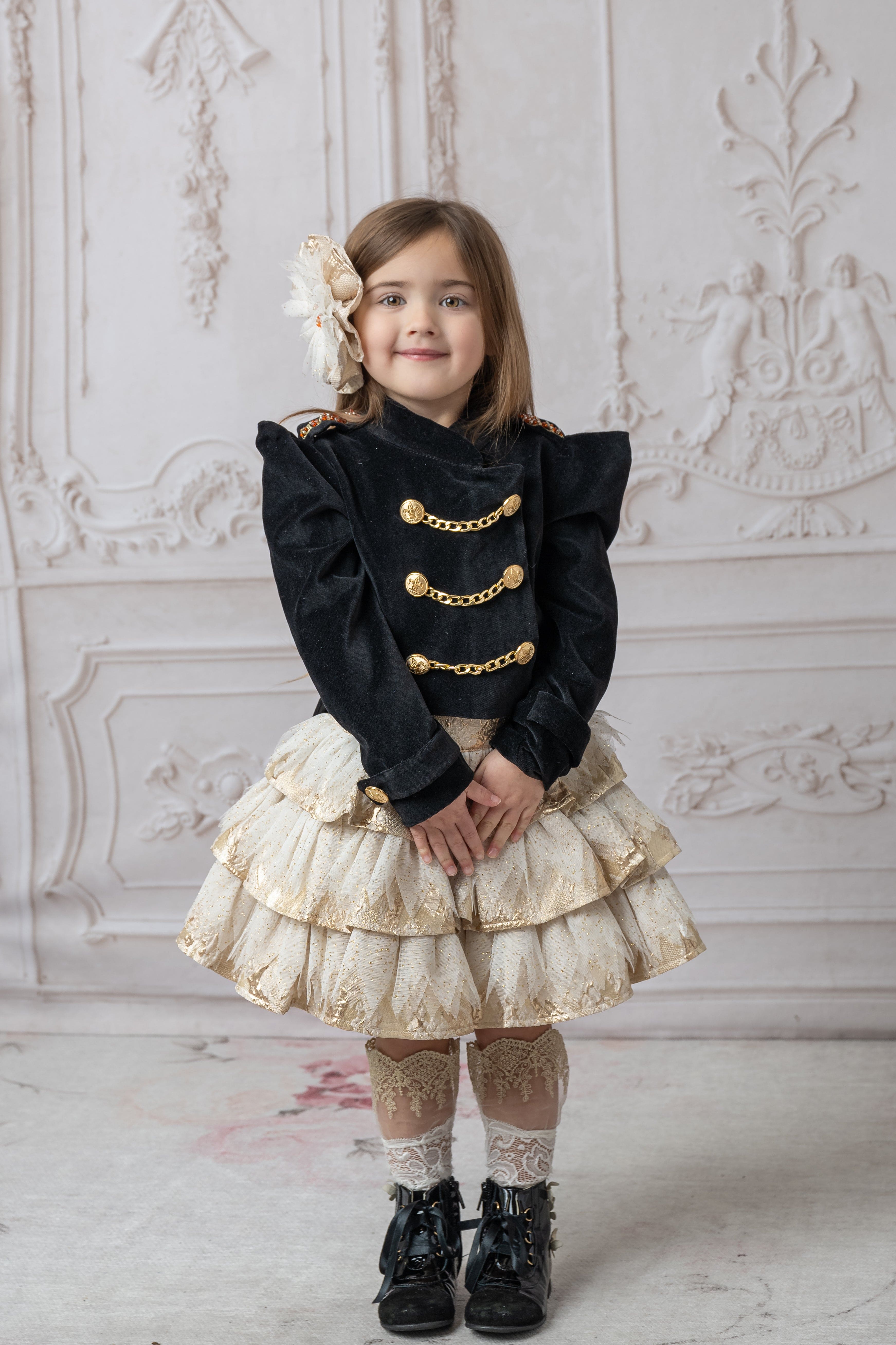 Charlie Gold Jacquard Glitter Skirt - Petite Maison Kids