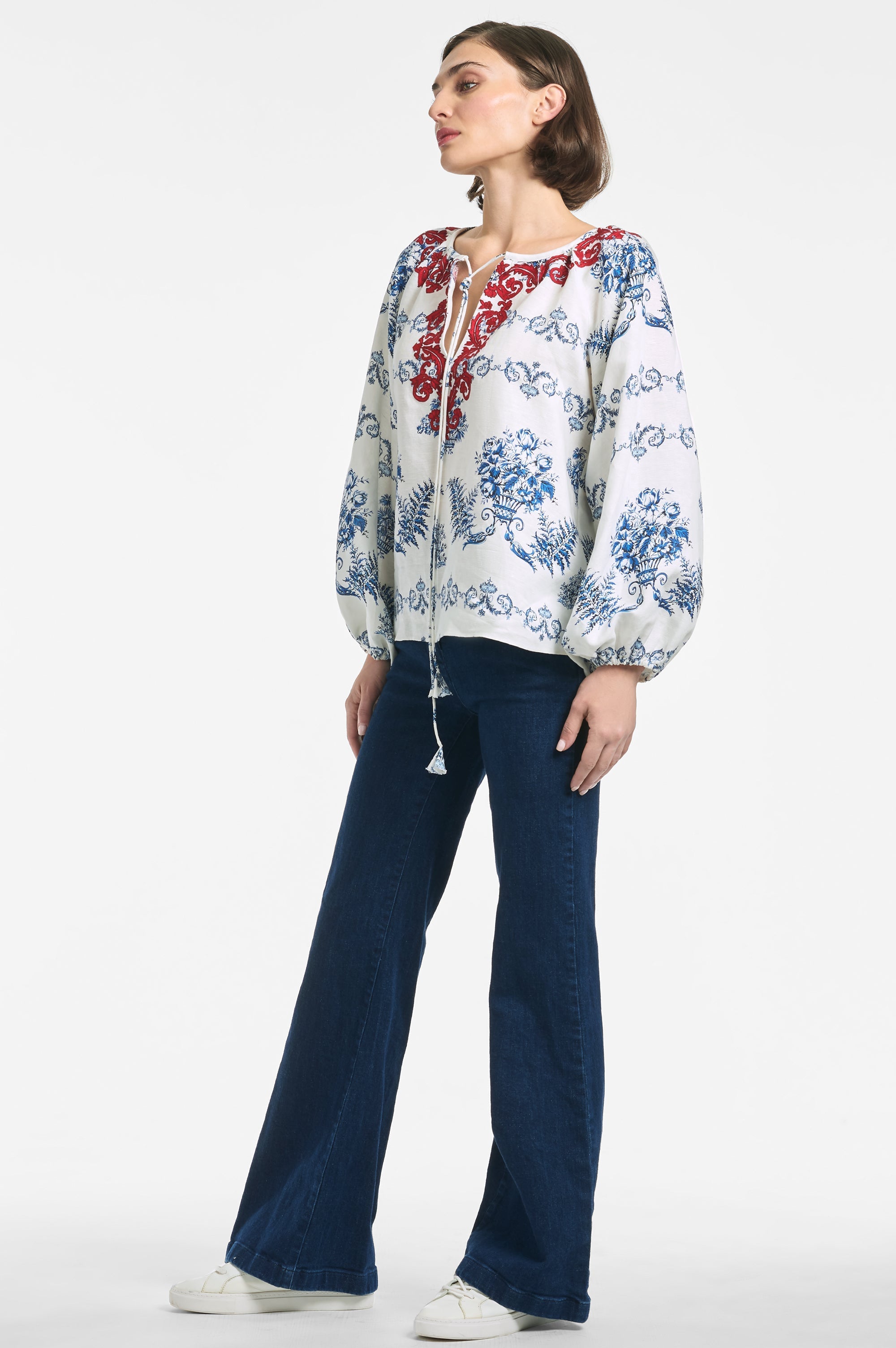 Celia Top - Indigo/Ivory Garland - Final Sale