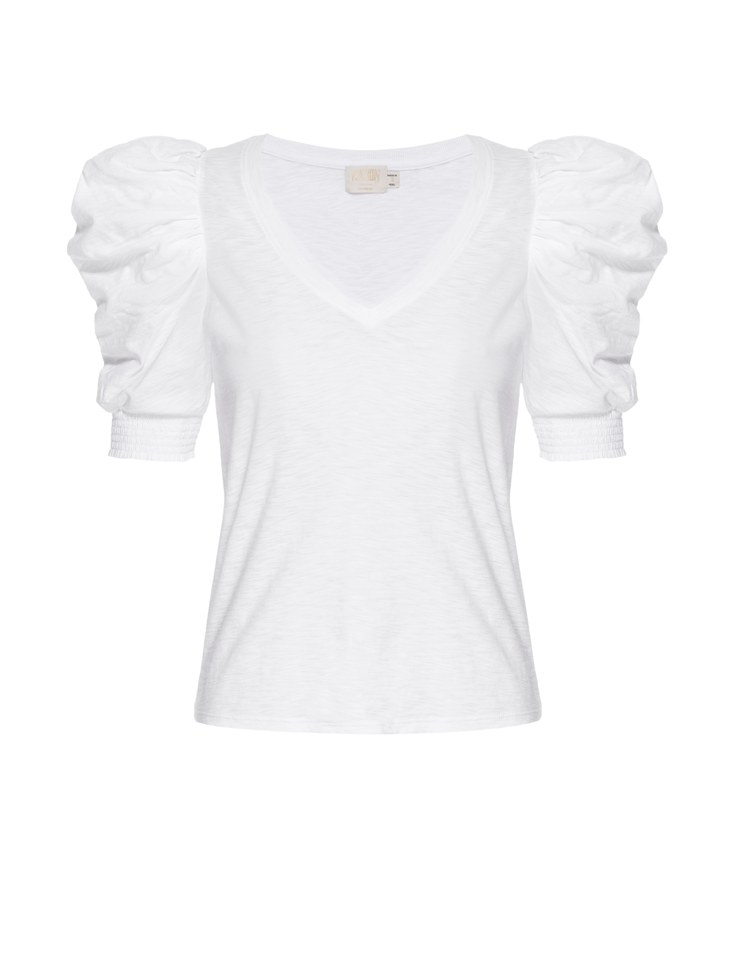 NATION LTD Celine Puff Sleeve V-Neck Tee