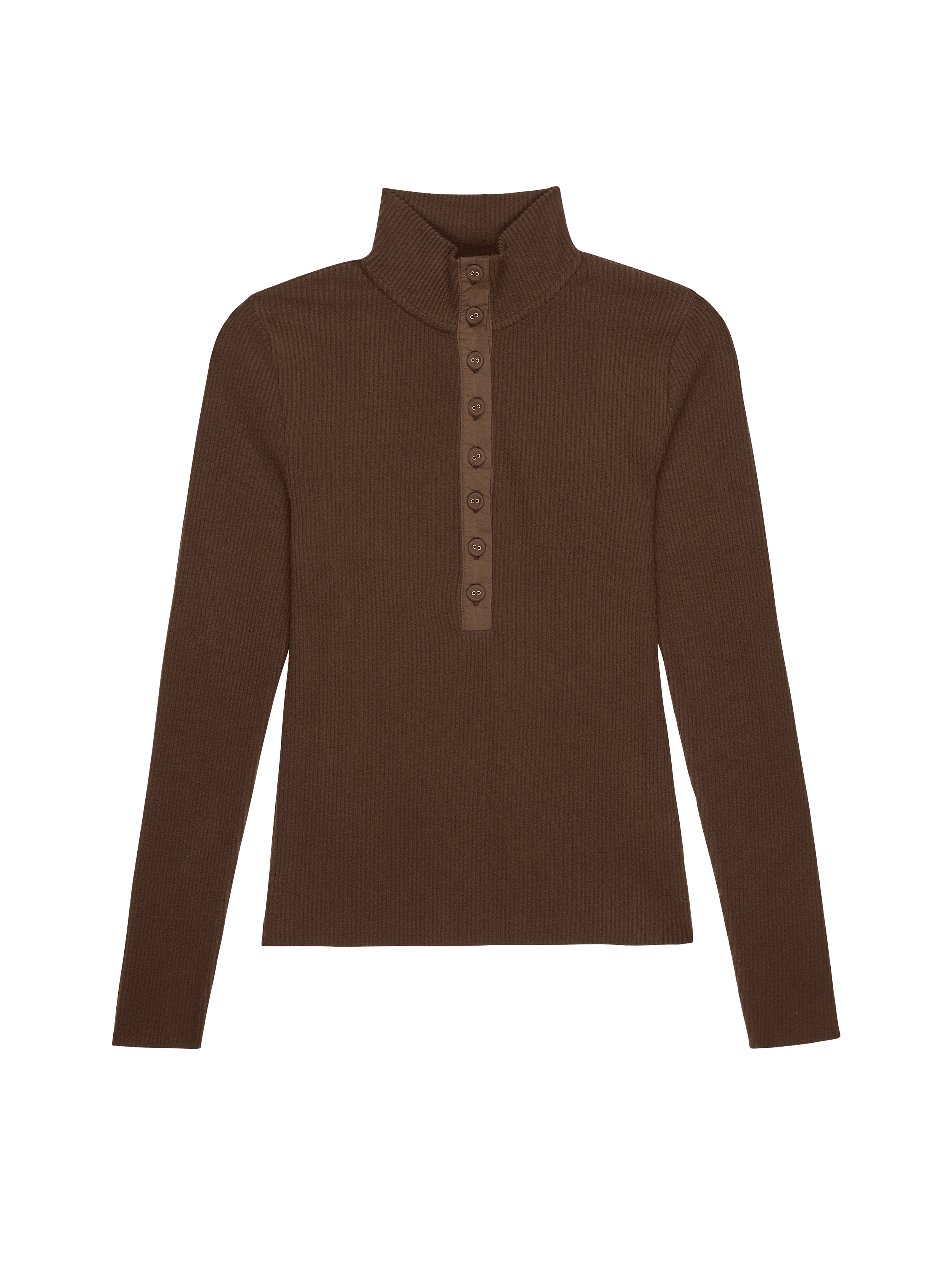 NATION LTD Chase Turtleneck With Poplin Covered Buttons