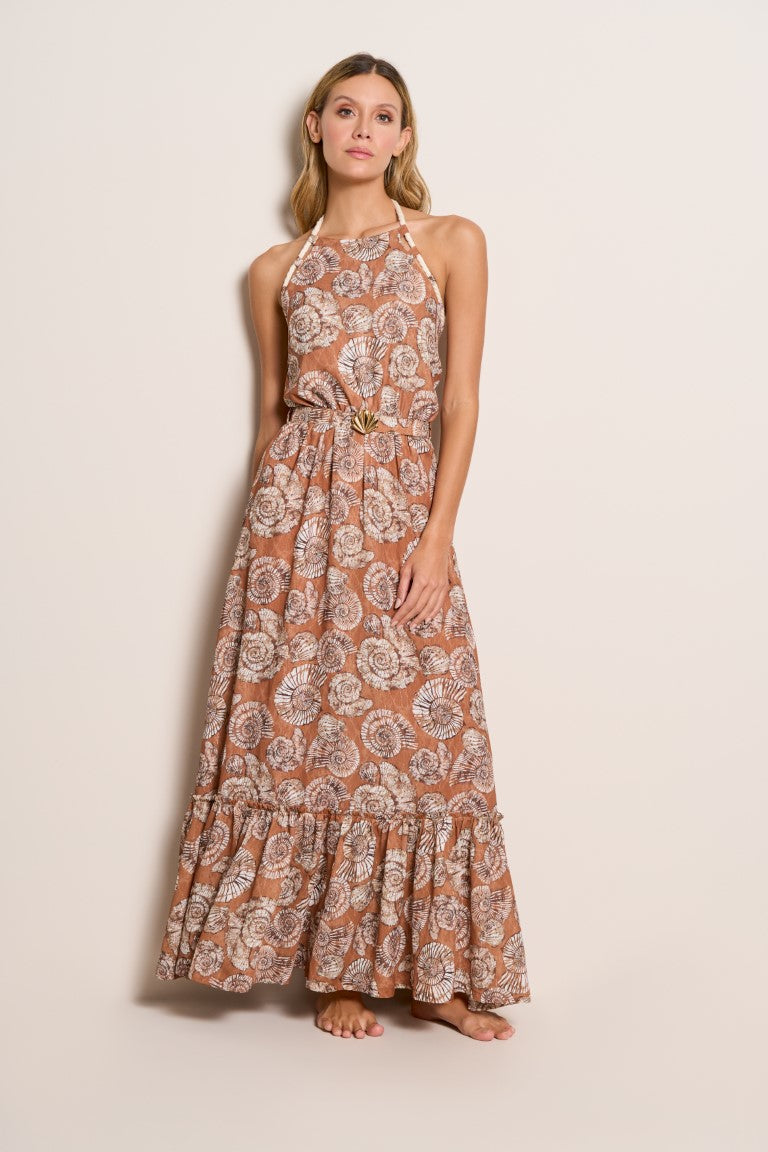 Souls Of Sand - High Neck Halter Maxi Dress