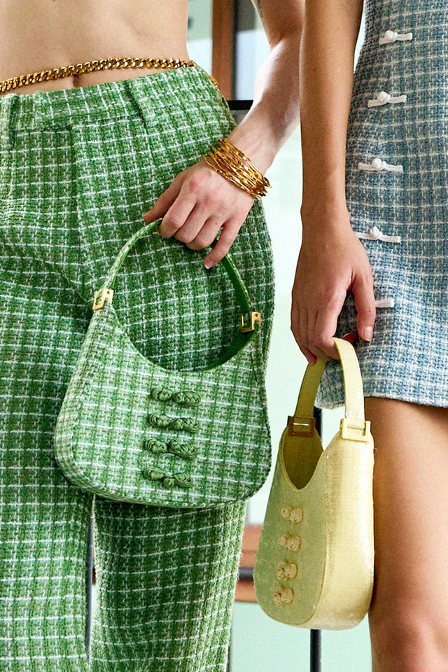 Mini Sau Tweed Mini Bag - Green Plaid