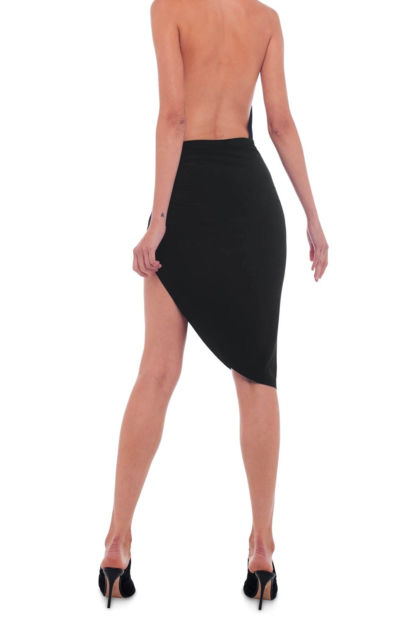 CROSS HALTER DRAPE DRESS
