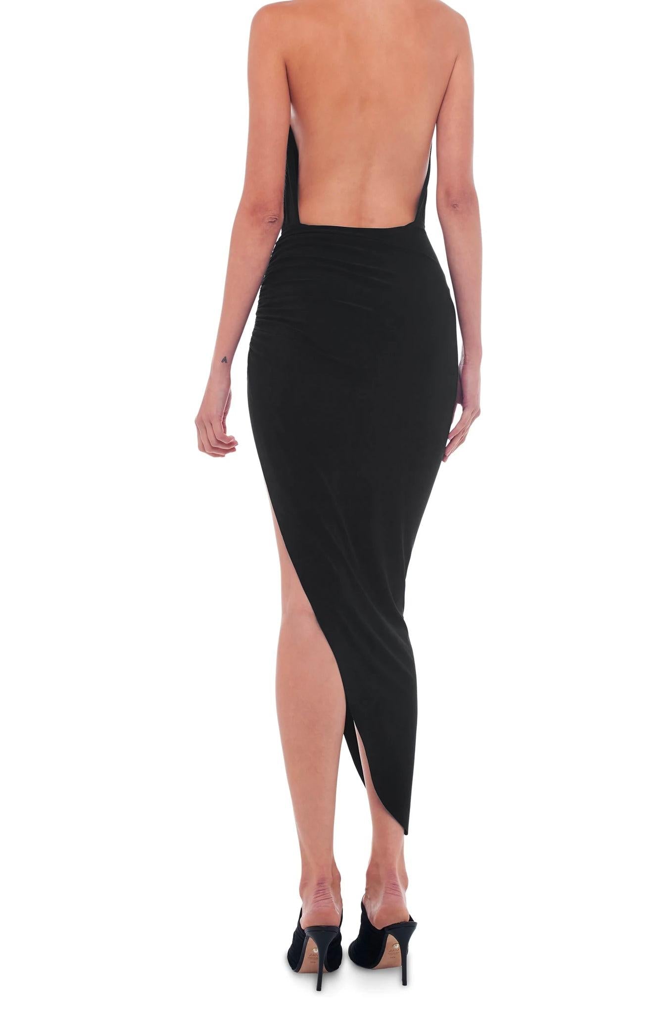CROSS HALTER DRAPE GOWN
