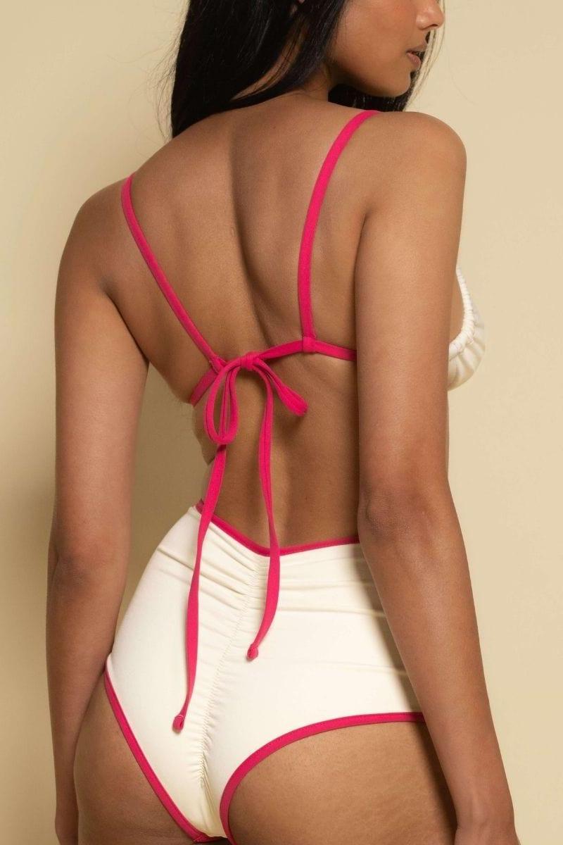 Cream Raspberry Binded Polly Bikini Bottom