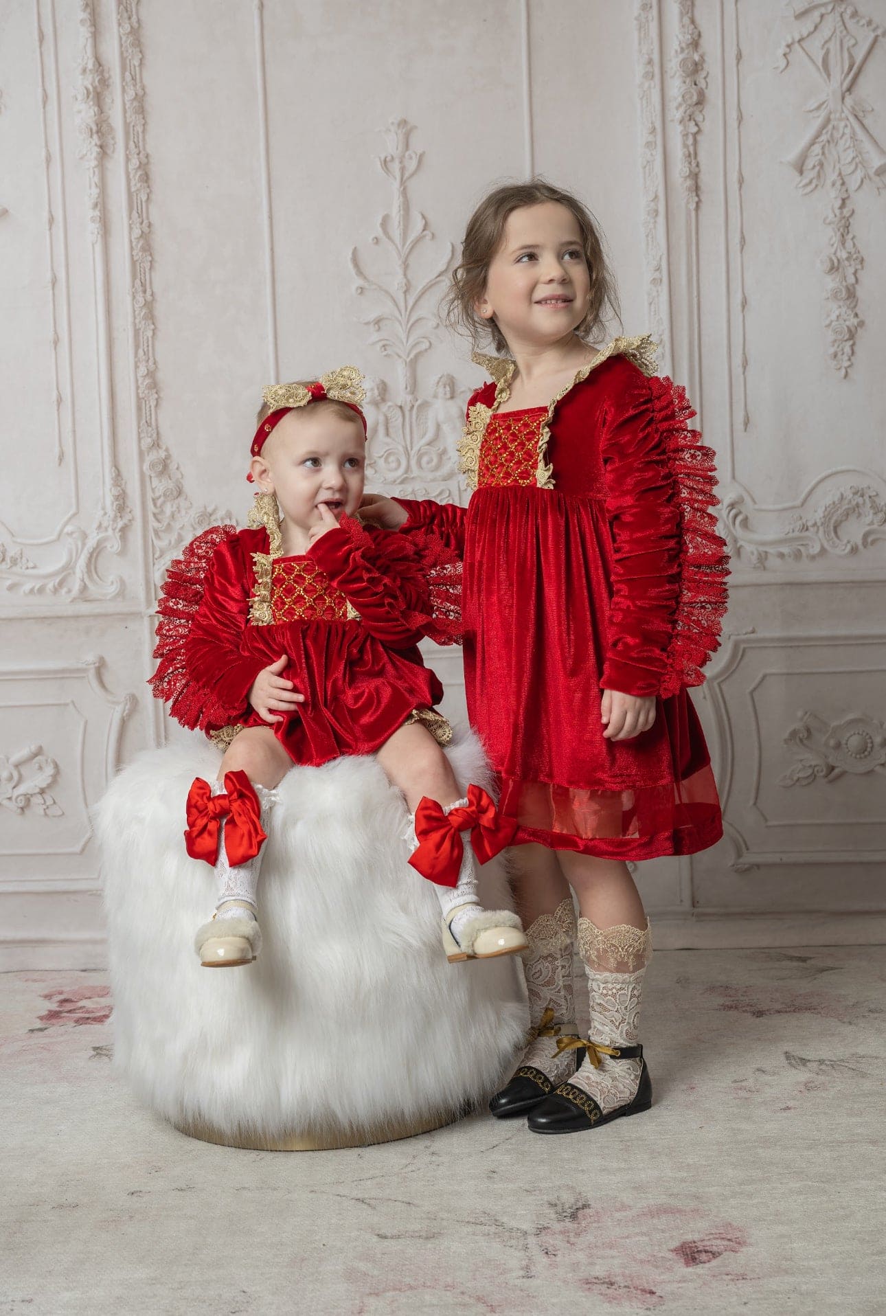 Victoria Red Velvet Romper - Petite Maison Kids