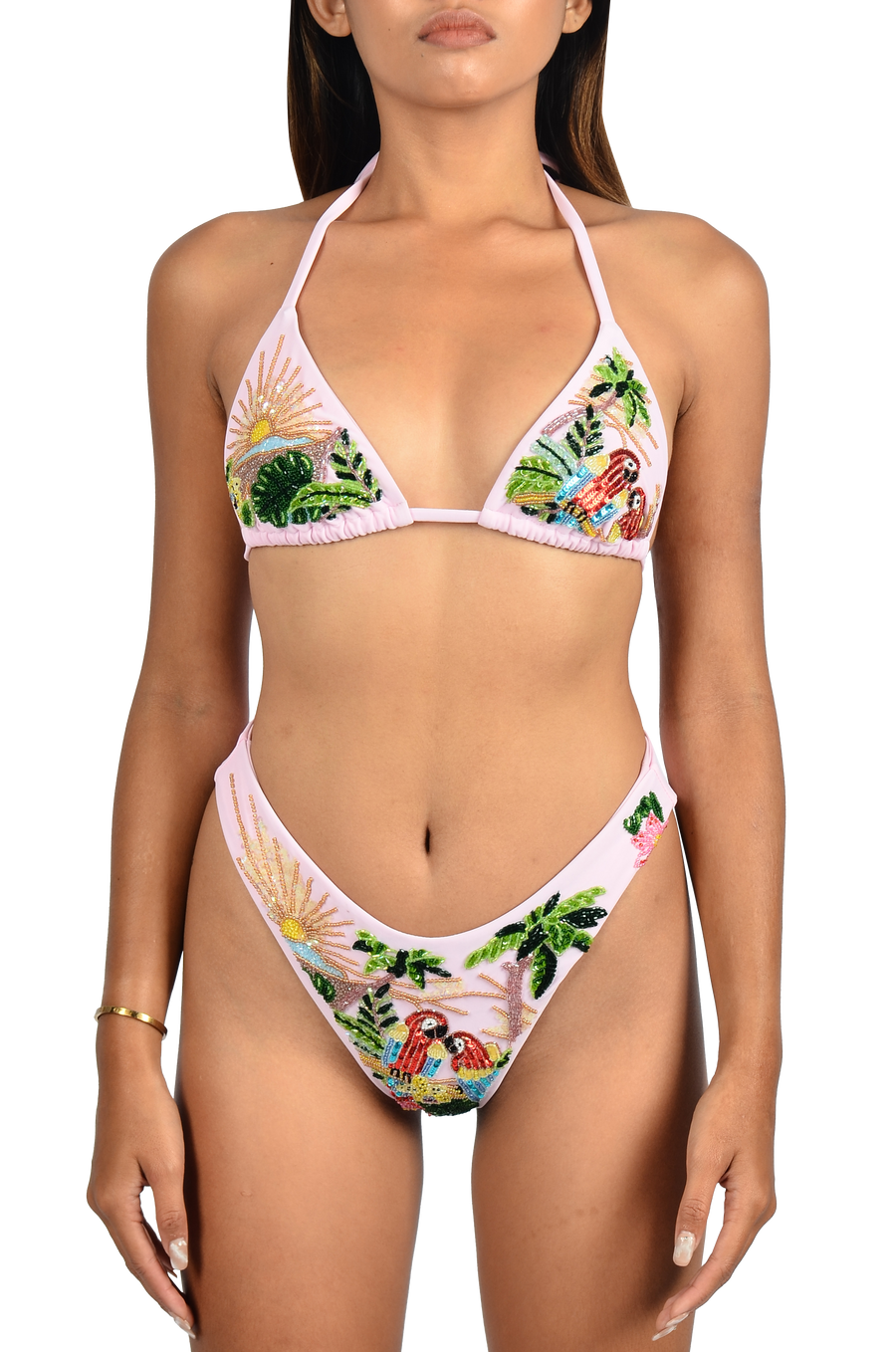 Charli Embellished Premium Tropical Bikini Top