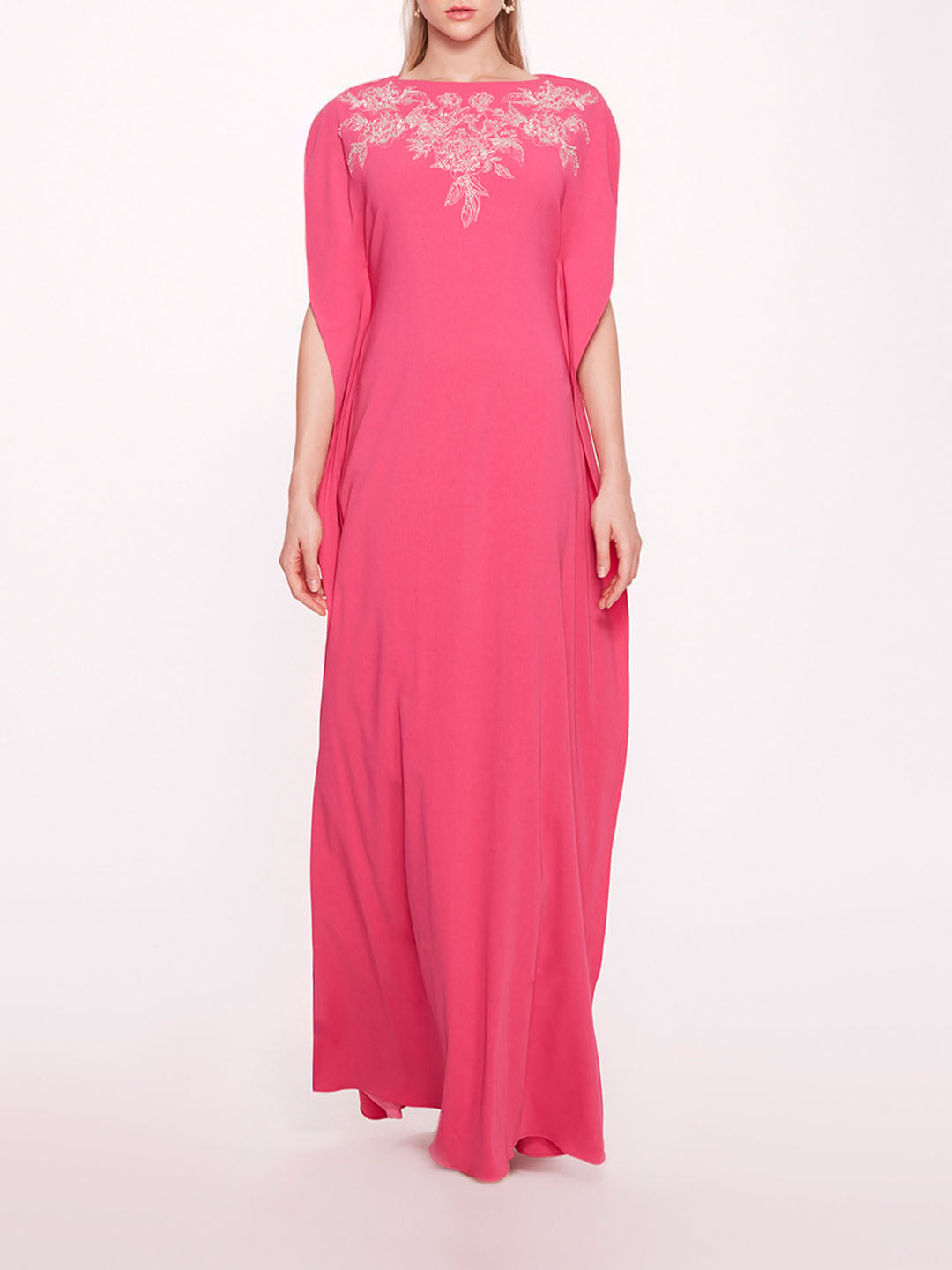 Embroidered Crepe Kaftan | Marchesa