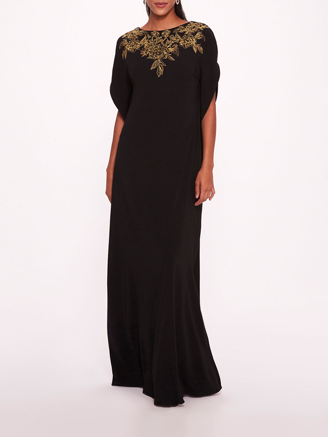 Embroidered Crepe Kaftan | Marchesa