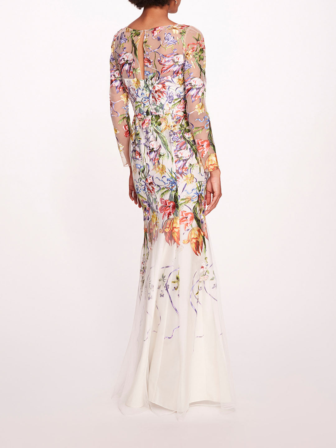 Ribbons Long Sleeve Gown | Marchesa