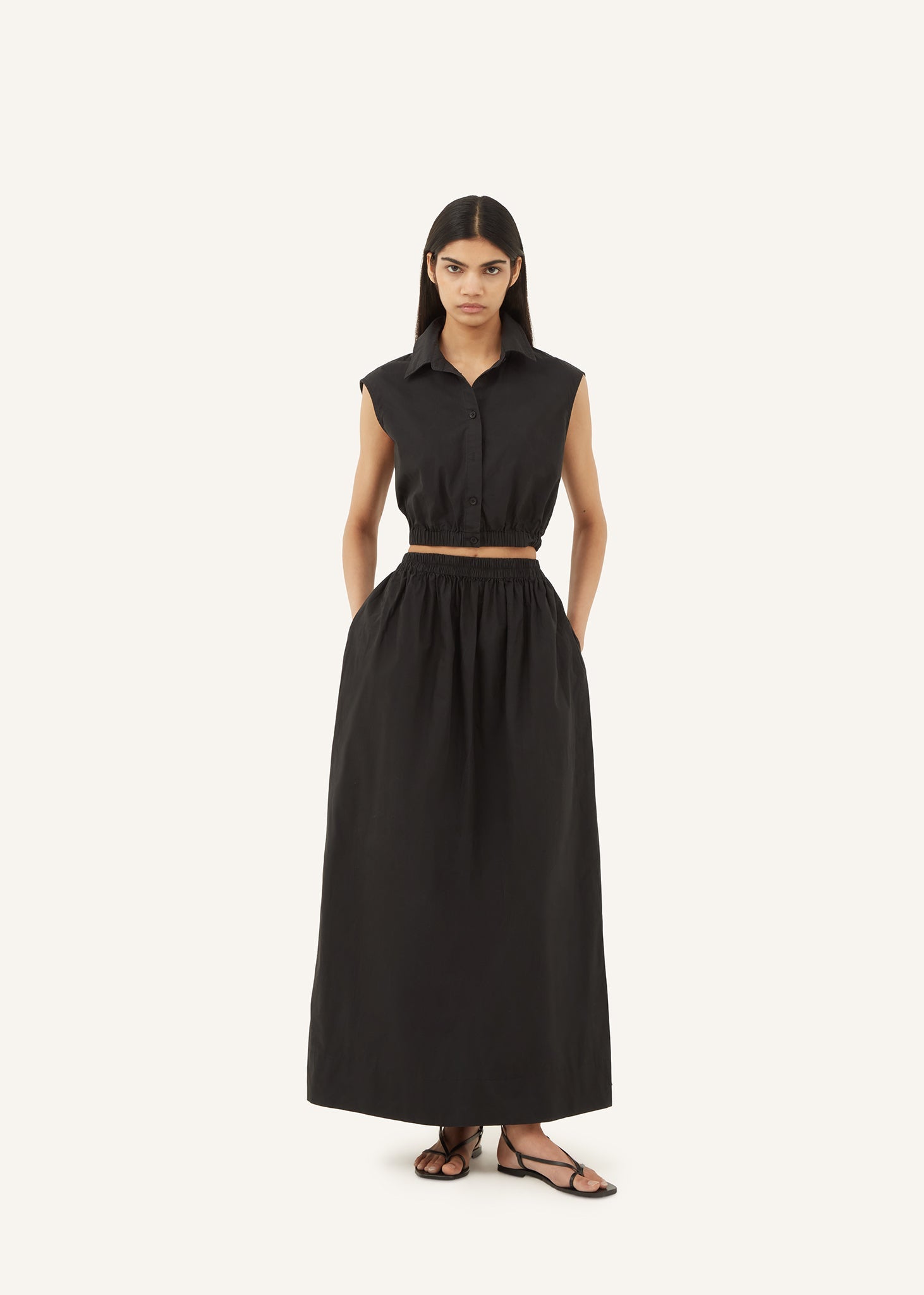 Cotton Maxi Skirt in Black