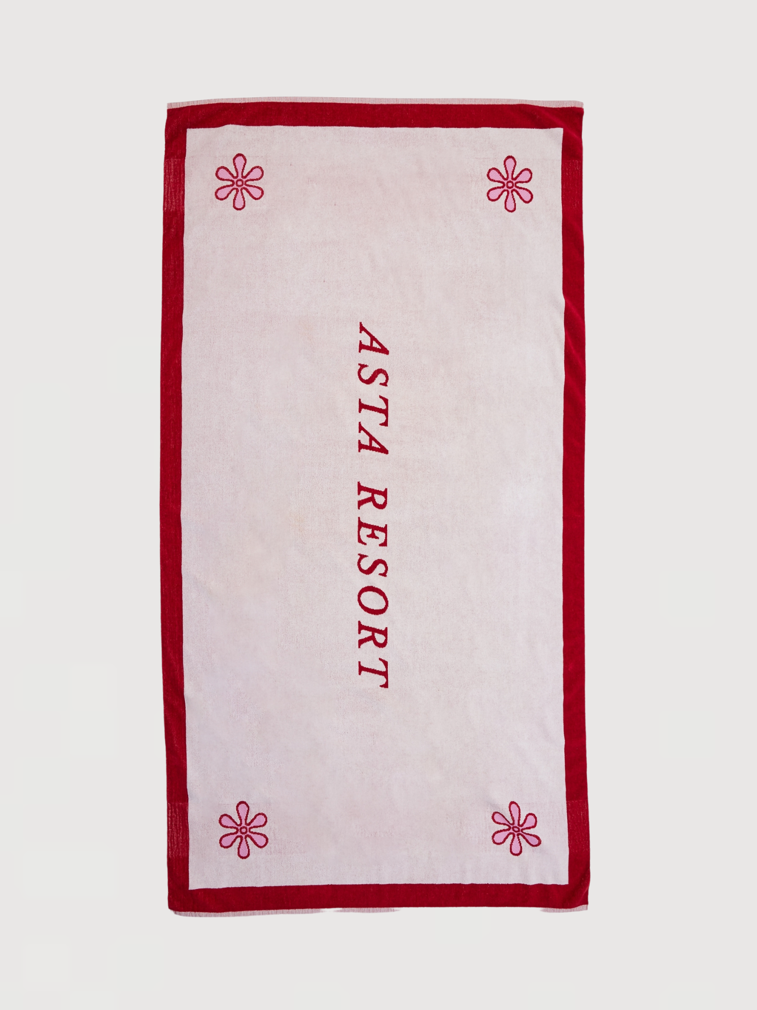 AR Border Jacquard Towel - Ruby Red