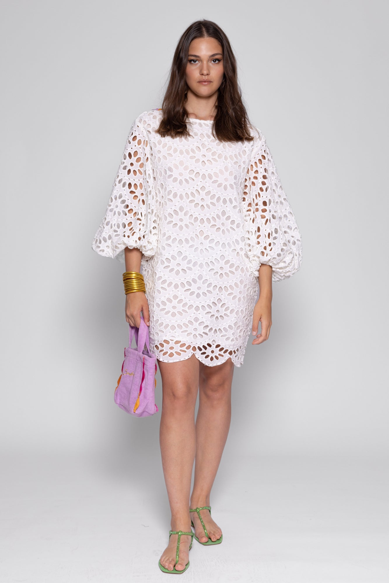 EDO SHORT DRESS EYELET WHITE