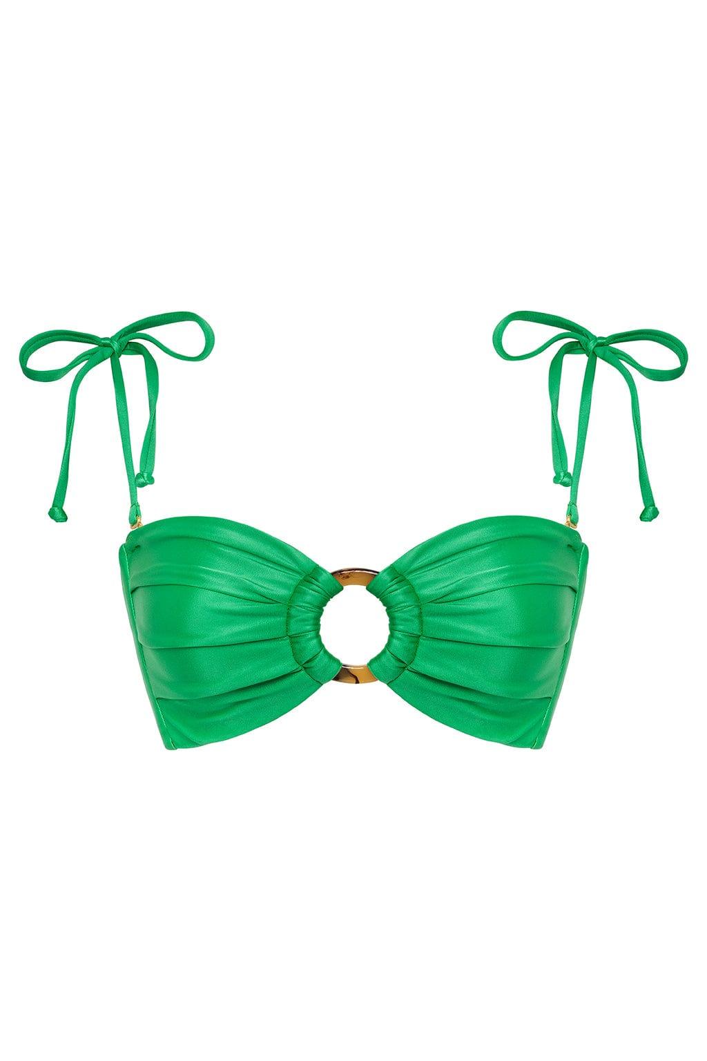 Emerald Shimmer Tori Ties Bandeau Bikini Top