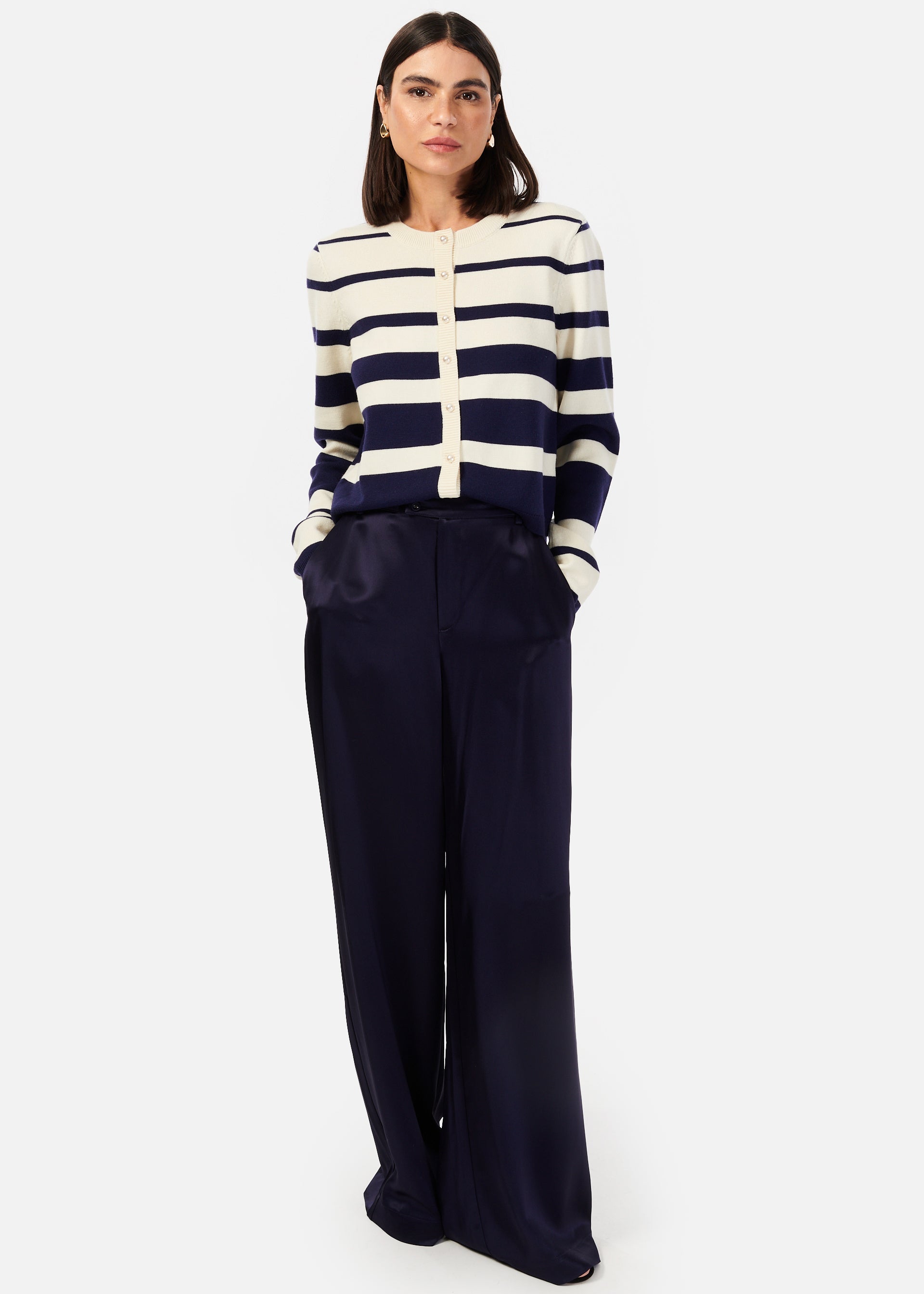 Kimbra Pearl Cardigan Shadow Stripe