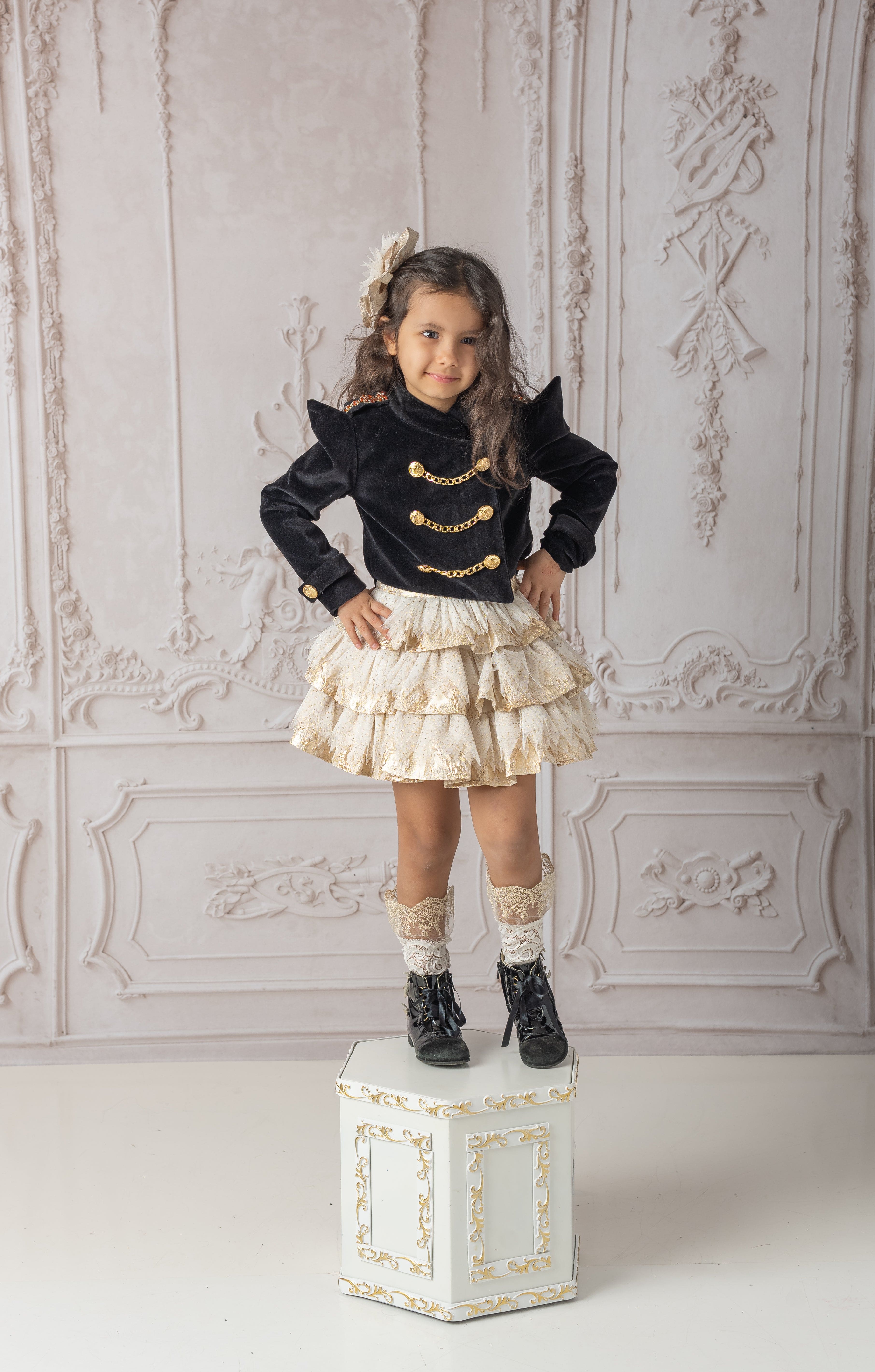 Charlie Gold Jacquard Glitter Skirt - Petite Maison Kids