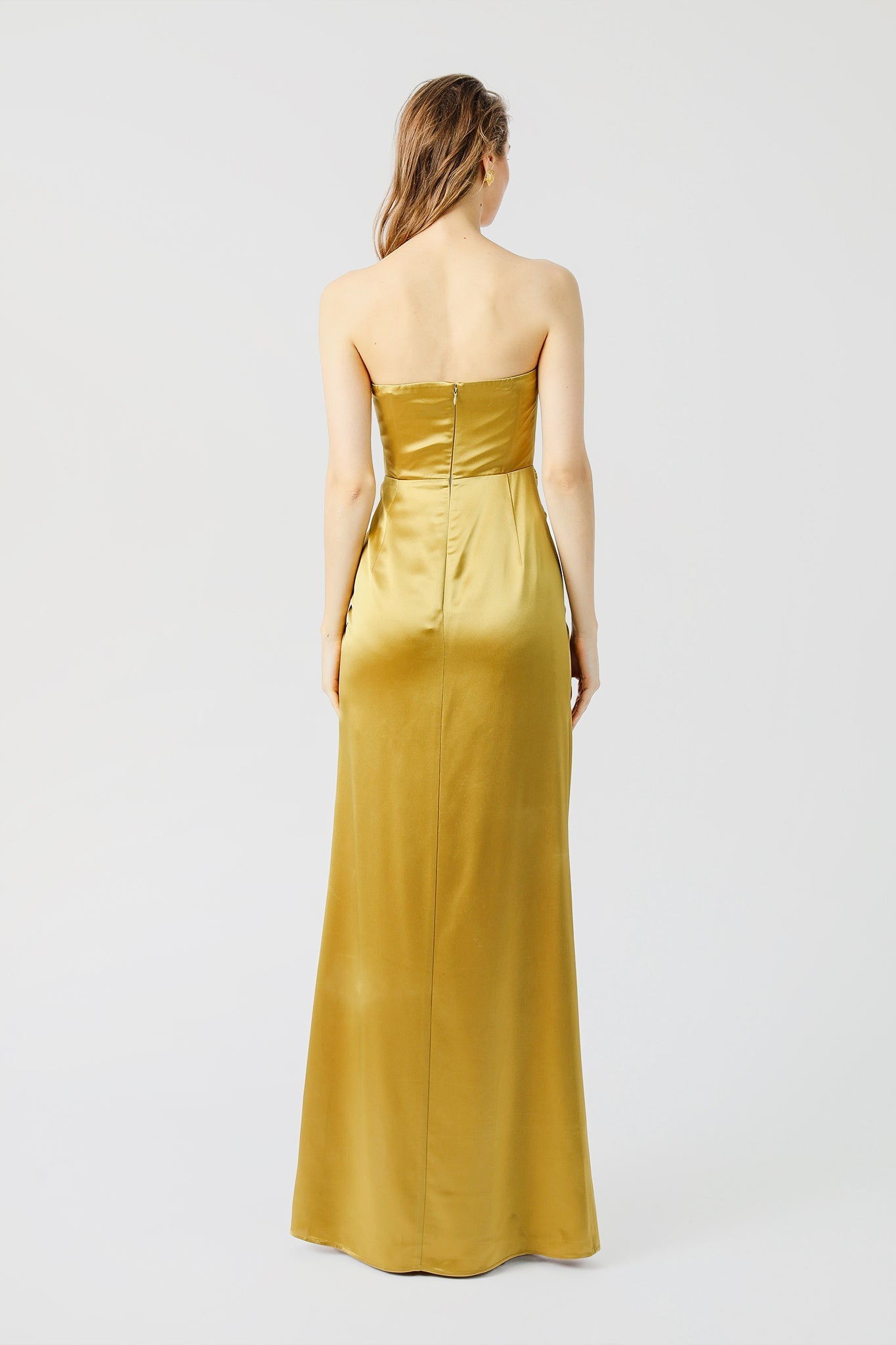 Hera Satin Gown - Ecru Olive