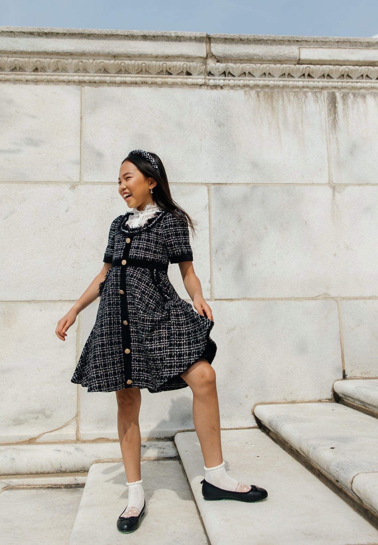 Orea Black and Silver Tweed Dress - Petite Maison Kids