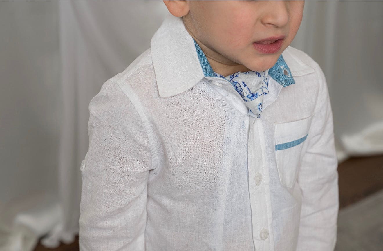 Jaylin Blue and White Logo Chiffon Scarf - Petite Maison Kids