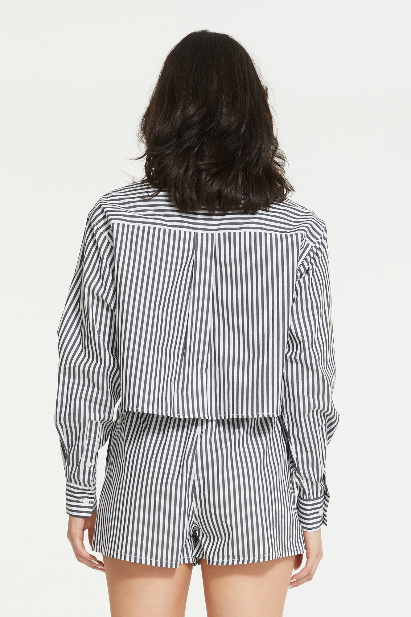 The Franca Stripe Crop Shirt By GINIA In Black & White Stripe